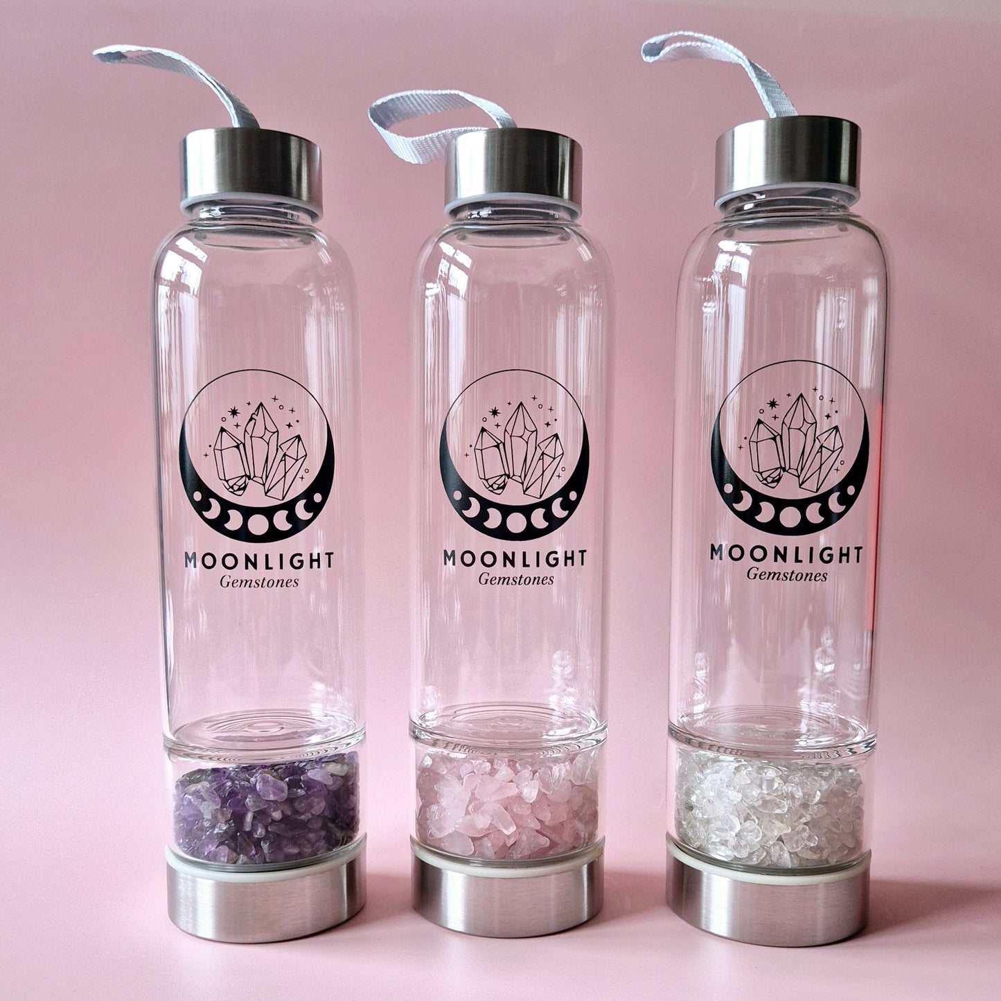 Glastrinkflasche Edelsteinwasserflasche Amethyst – 400 ml