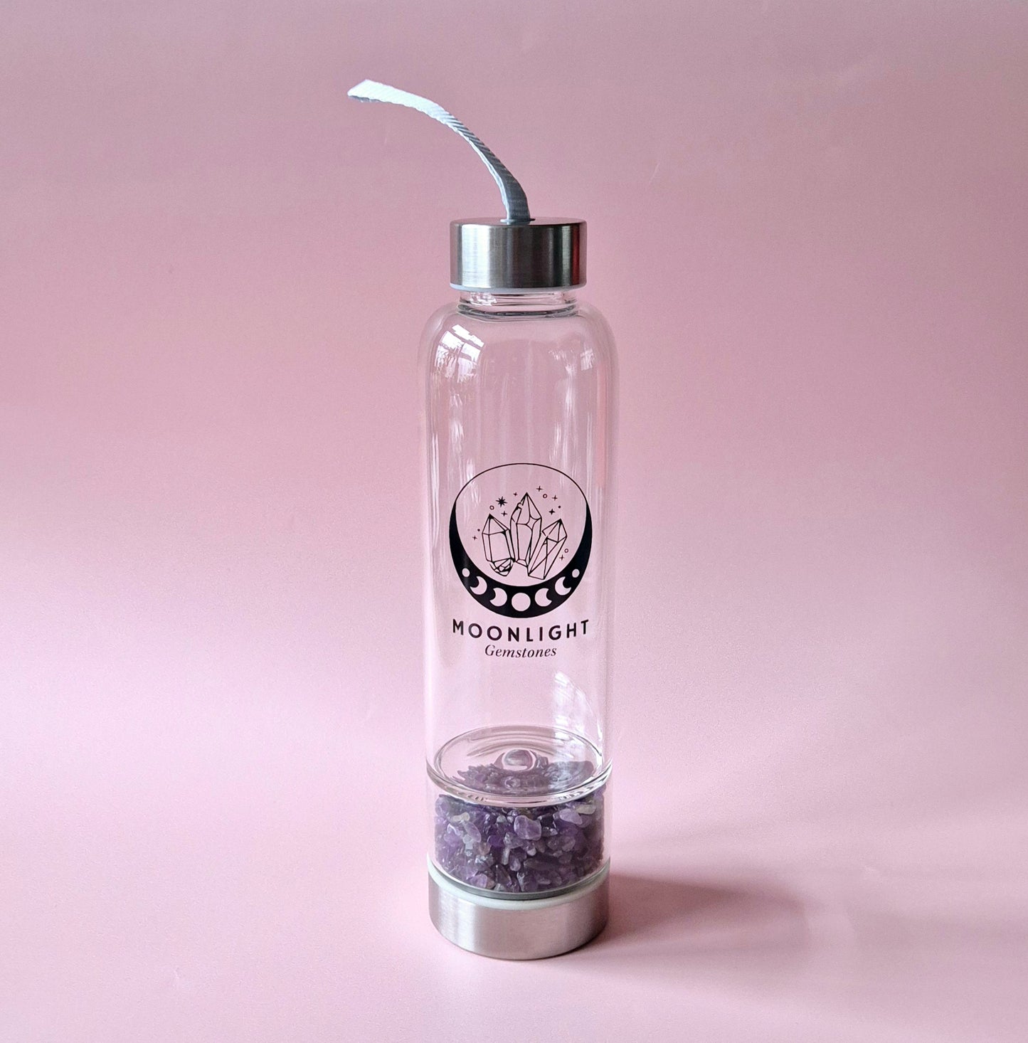 Glastrinkflasche Edelsteinwasserflasche Amethyst – 400 ml