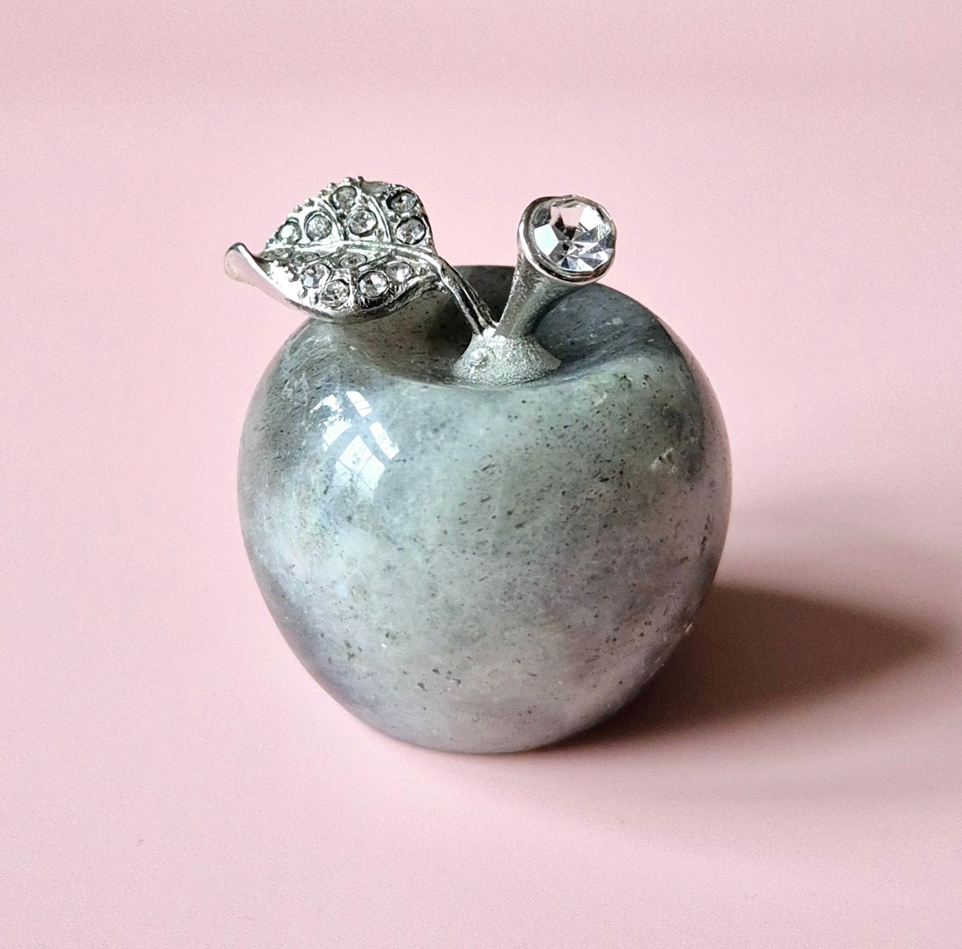 Mini Edelsteen Appel met Strass Steentjes (3x3 cm) - Labradoriet