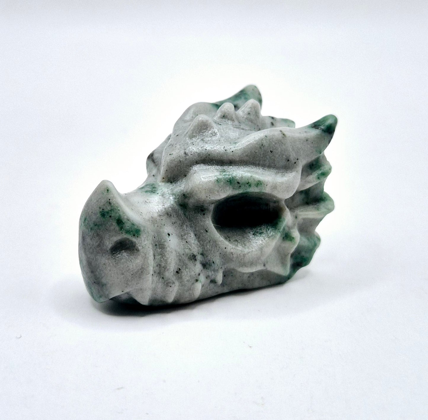 Draken Schedel van Edelsteen (4 cm) - Malachiet in kwarts Dragon Skull