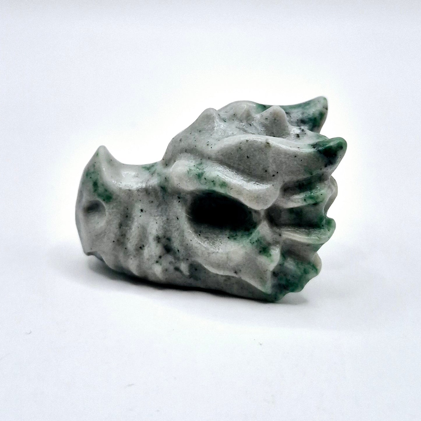 Draken Schedel van Edelsteen (4 cm) - Malachiet in kwarts Dragon Skull