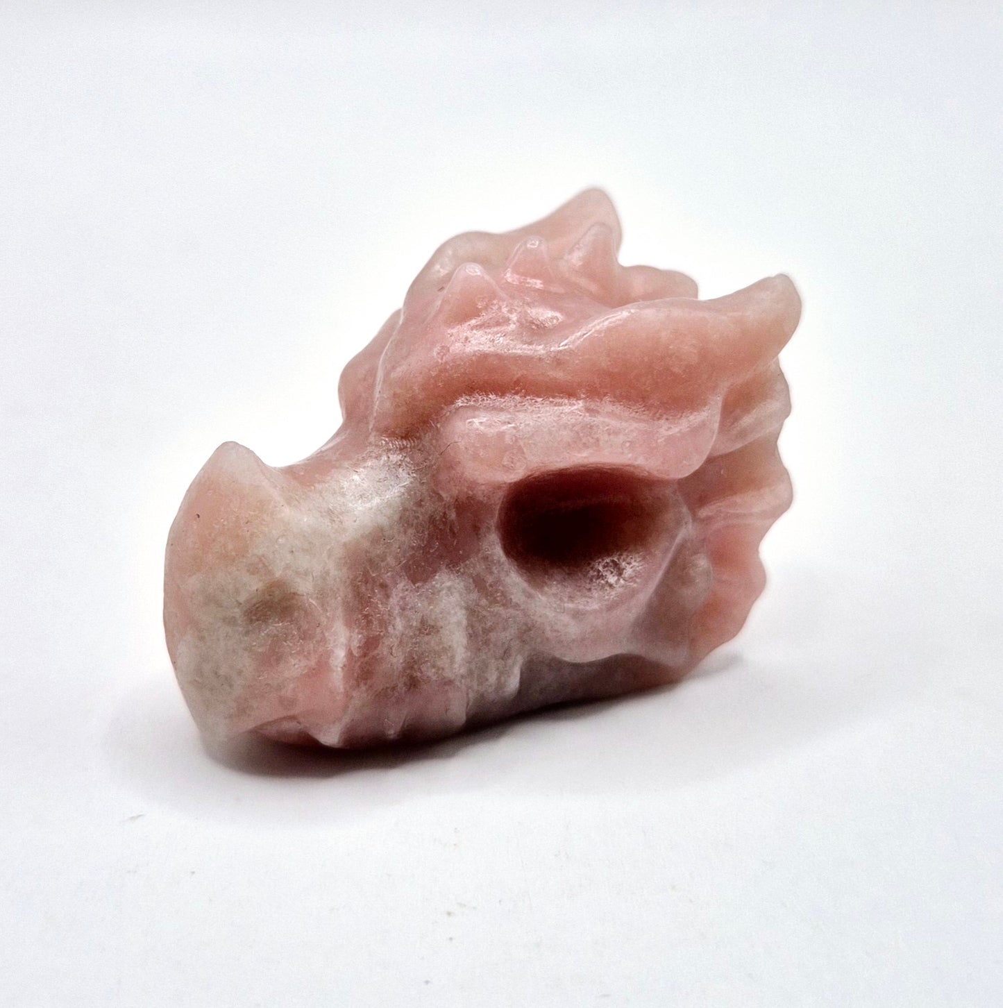 Draken Schedel van Edelsteen (4 cm) - Roze Jade Dragon Skull