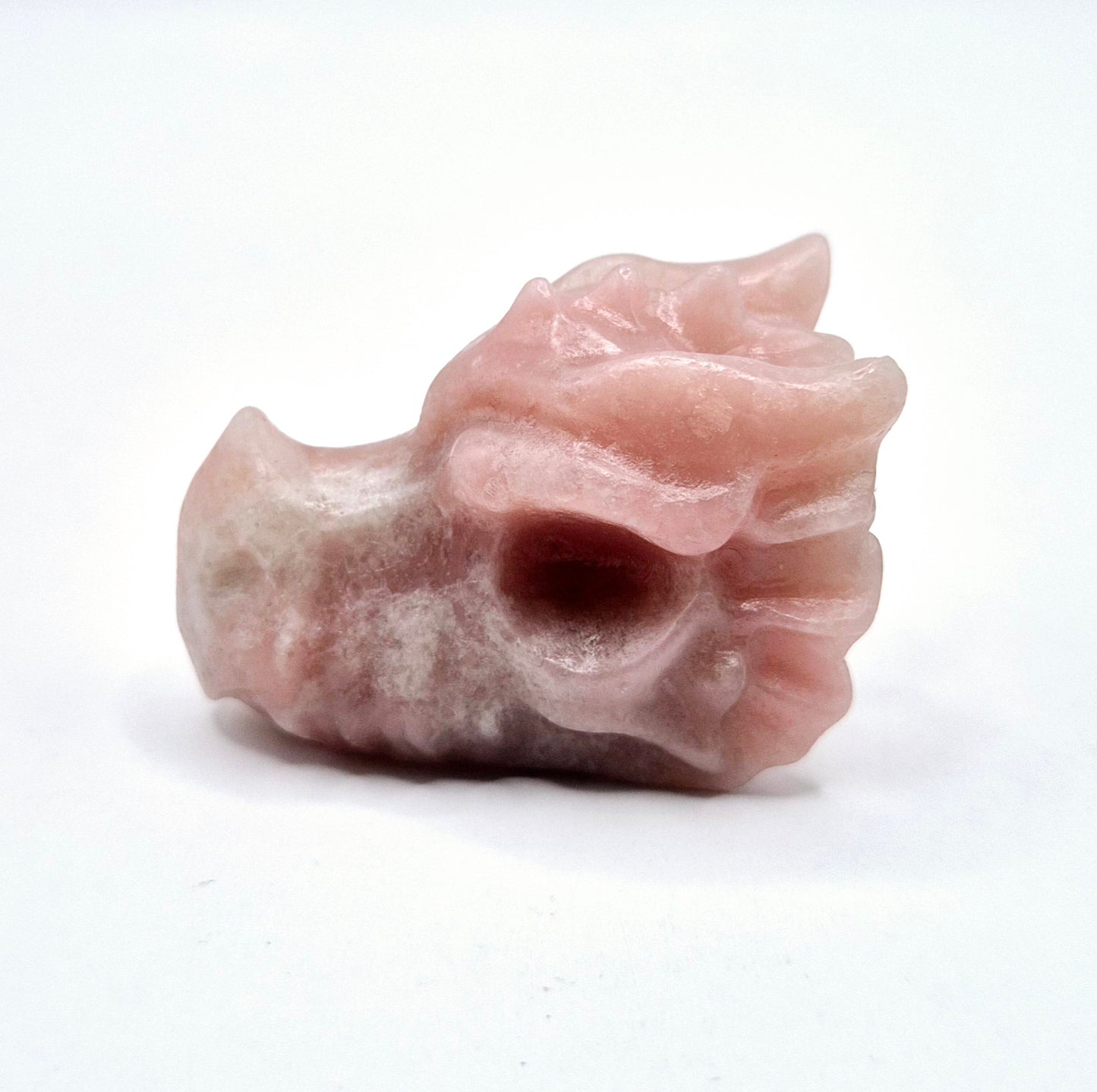 Draken Schedel van Edelsteen (4 cm) - Roze Jade Dragon Skull
