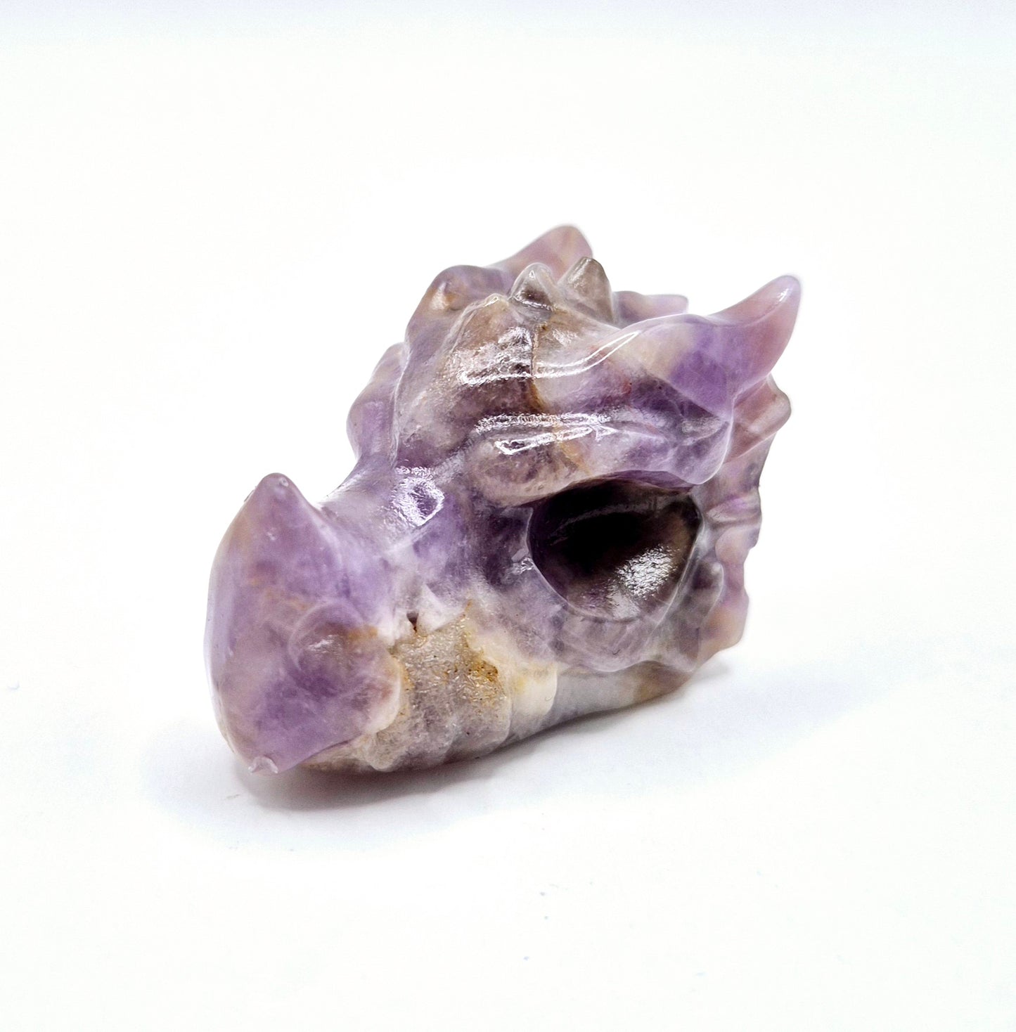 Draken Schedel van Edelsteen (4 cm) - Amethist Dragon Skull