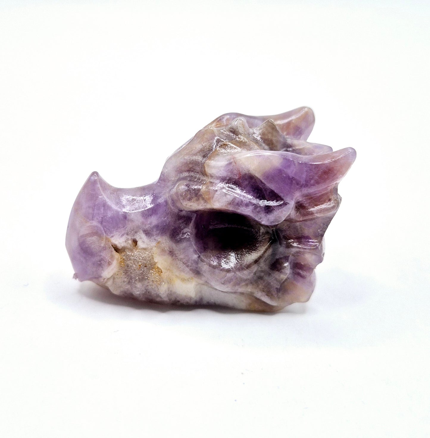 Draken Schedel van Edelsteen (4 cm) - Amethist Dragon Skull