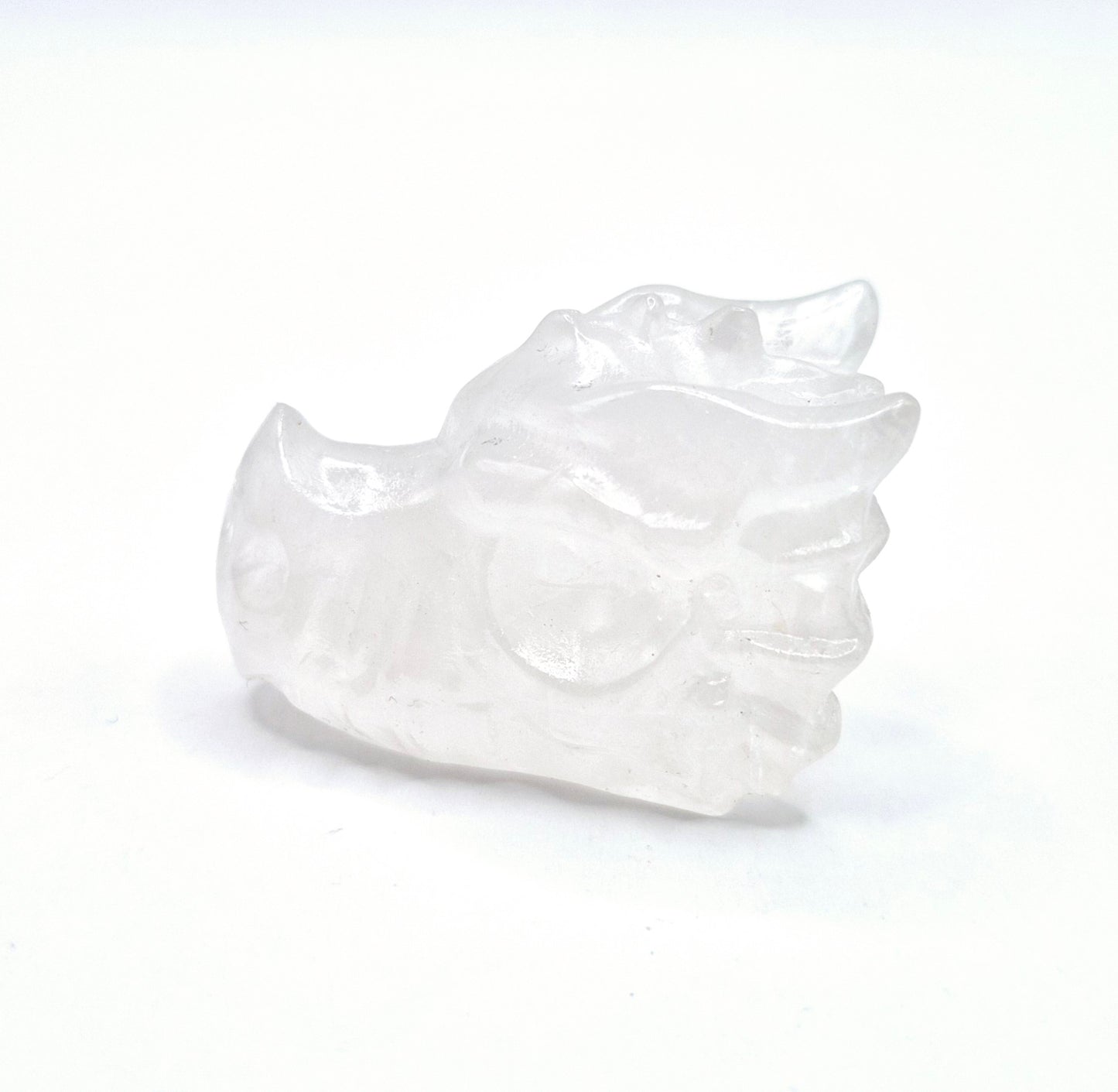 Draken Schedel van Edelsteen (4 cm) - Bergkristal Dragon Skull