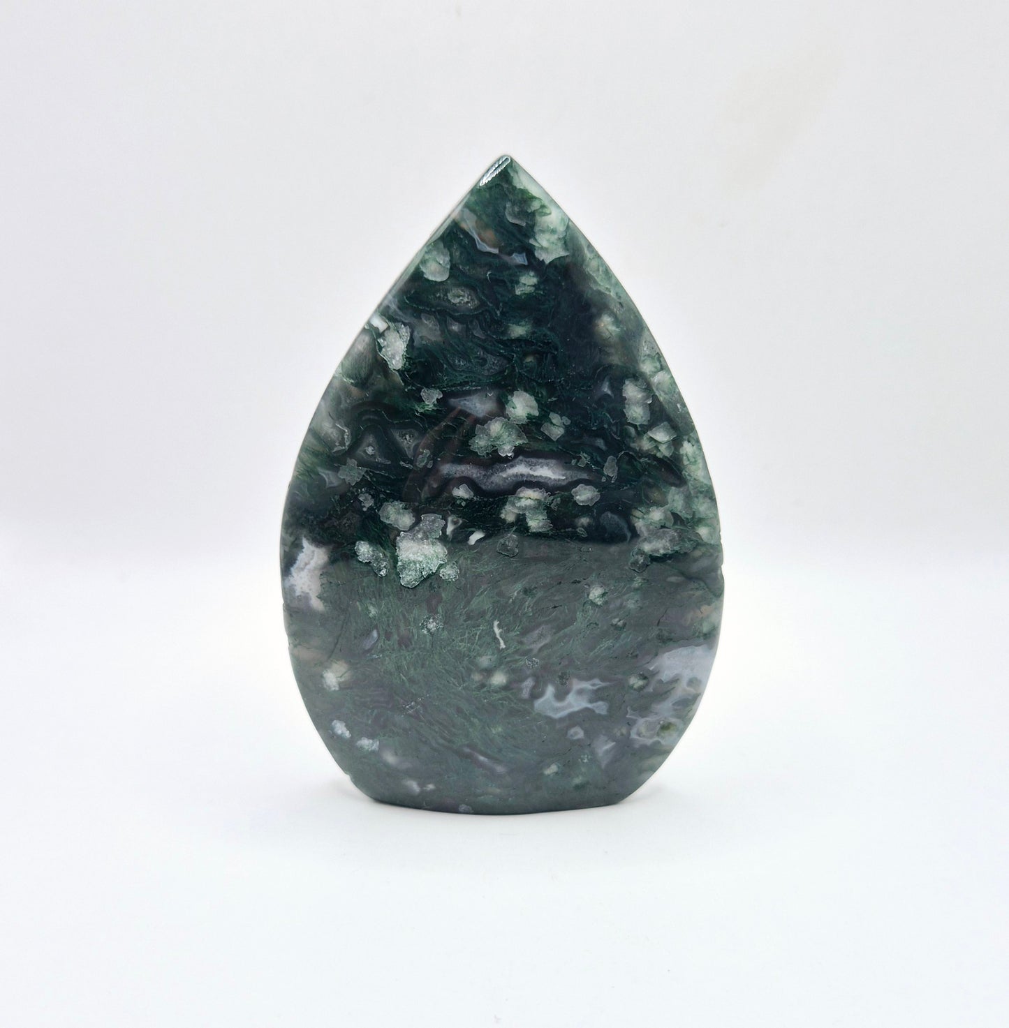 Druzy Mosagaat - Druppelvormige Drop Staande Edelsteen Kristal - #2 10cm 197gram