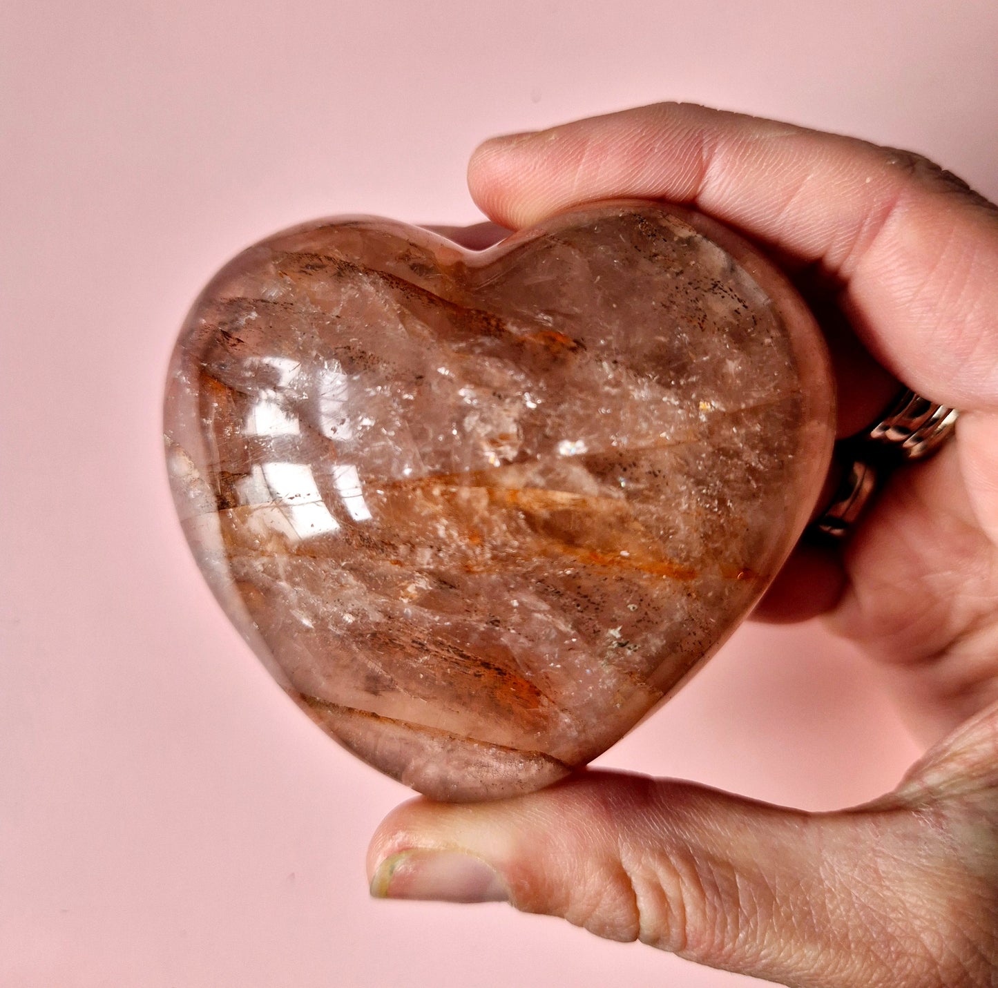 Edelsteen Grote Fire Quartz Harten (Het Perfecte Valentijnscadeau) Hematoïde Kwarts