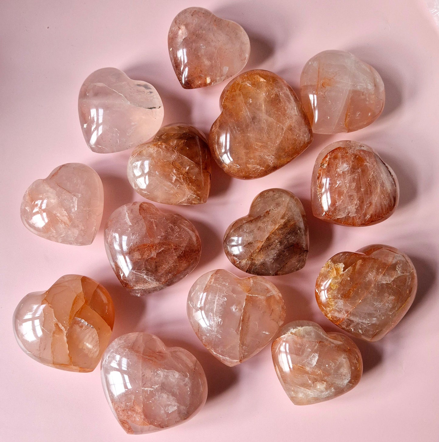 Edelsteen Grote Fire Quartz Harten (Het Perfecte Valentijnscadeau) Hematoïde Kwarts