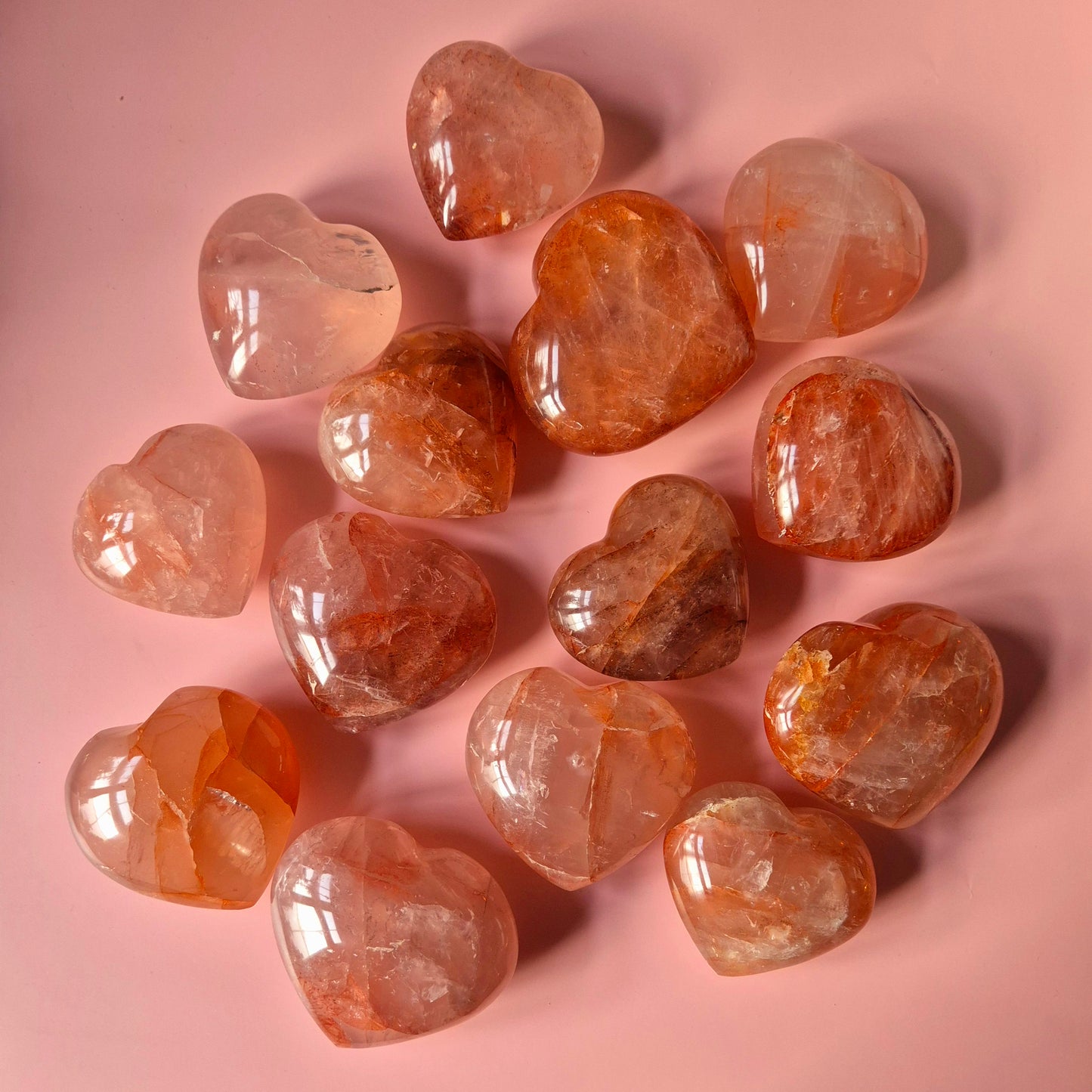 Edelsteen Grote Fire Quartz Harten (Het Perfecte Valentijnscadeau) Hematoïde Kwarts
