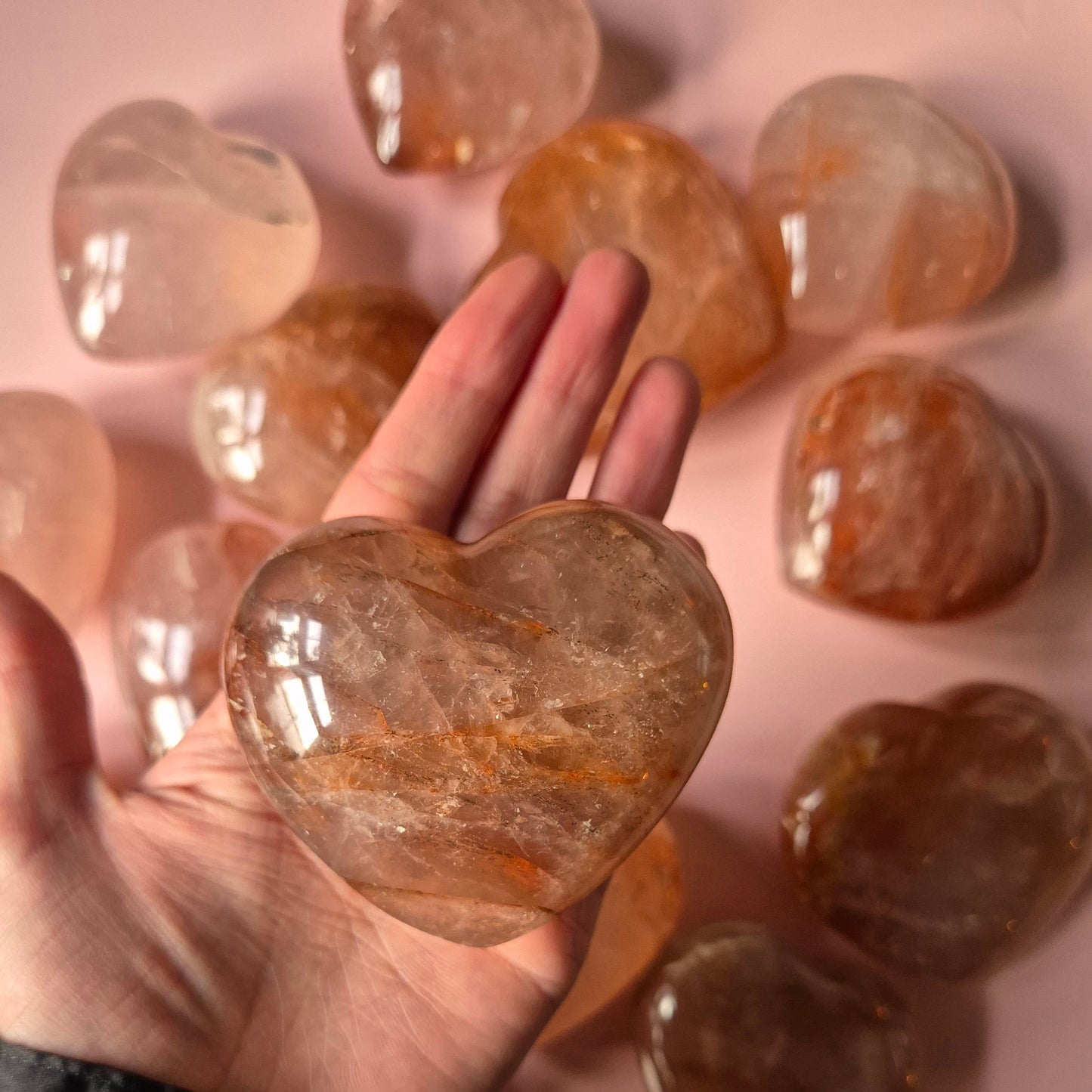 Edelsteen Grote Fire Quartz Harten (Het Perfecte Valentijnscadeau) Hematoïde Kwarts