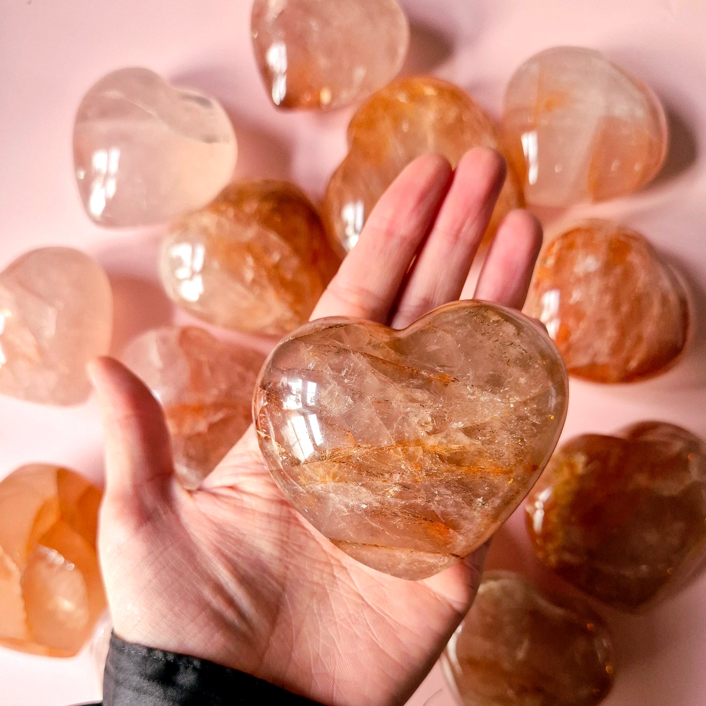 Edelsteen Grote Fire Quartz Harten (Het Perfecte Valentijnscadeau) Hematoïde Kwarts