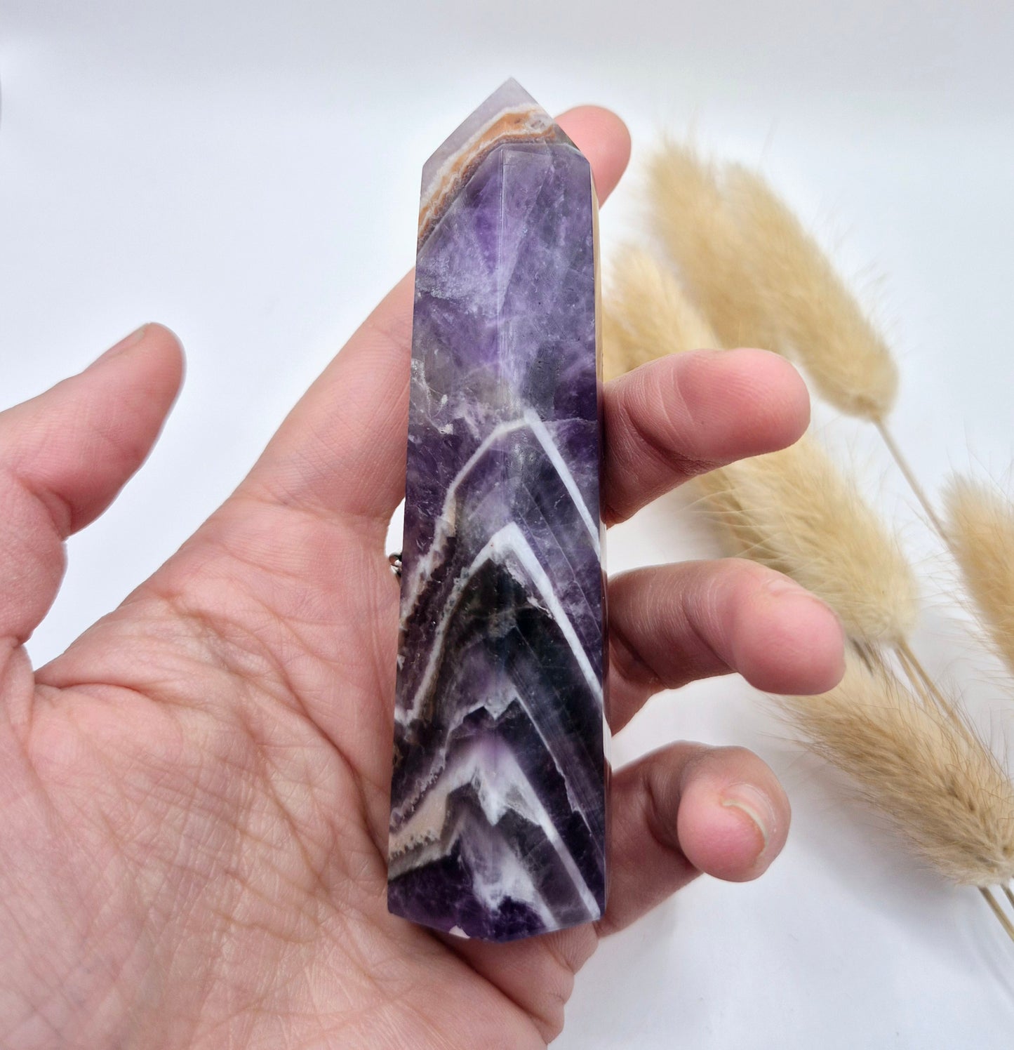 Gemstone Dream Chevron Amethyst Obelisk Turm - 10cm