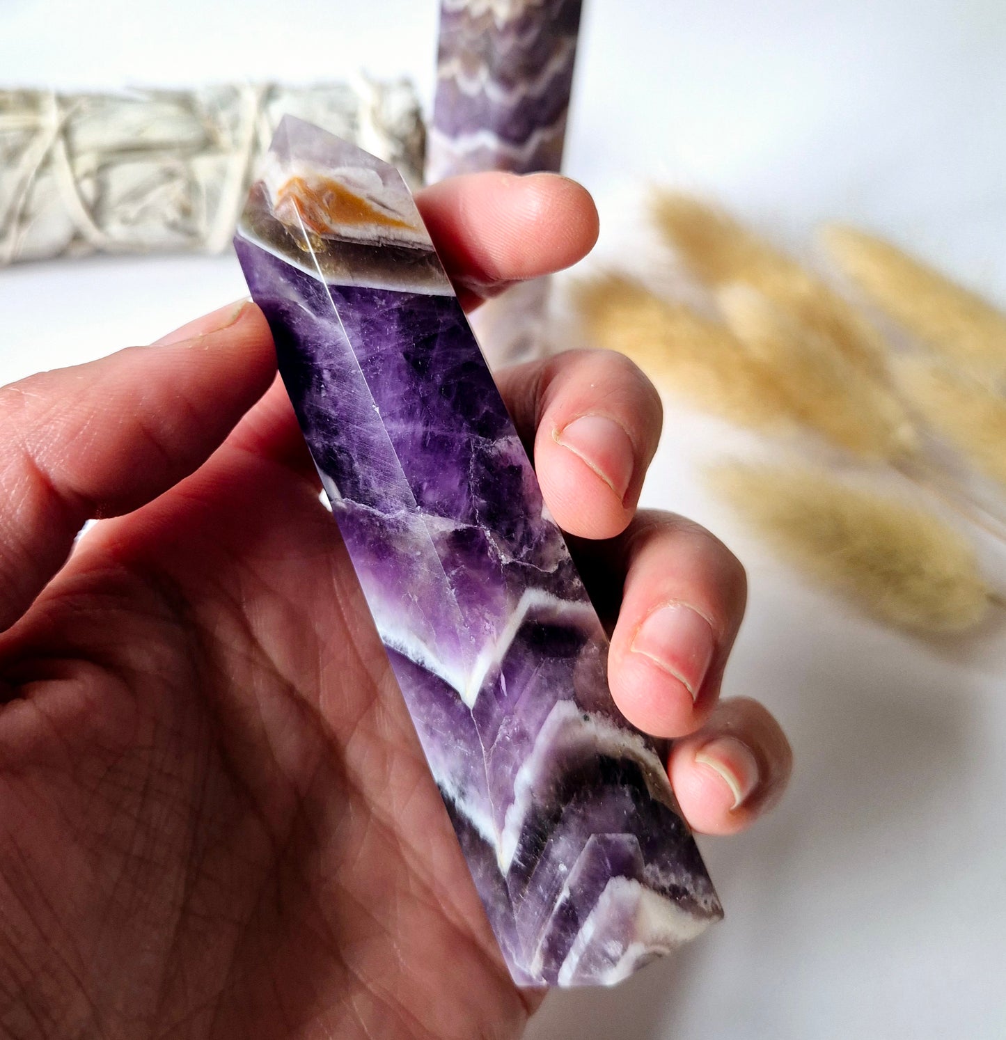 Gemstone Dream Chevron Amethyst Obelisk Turm - 10cm