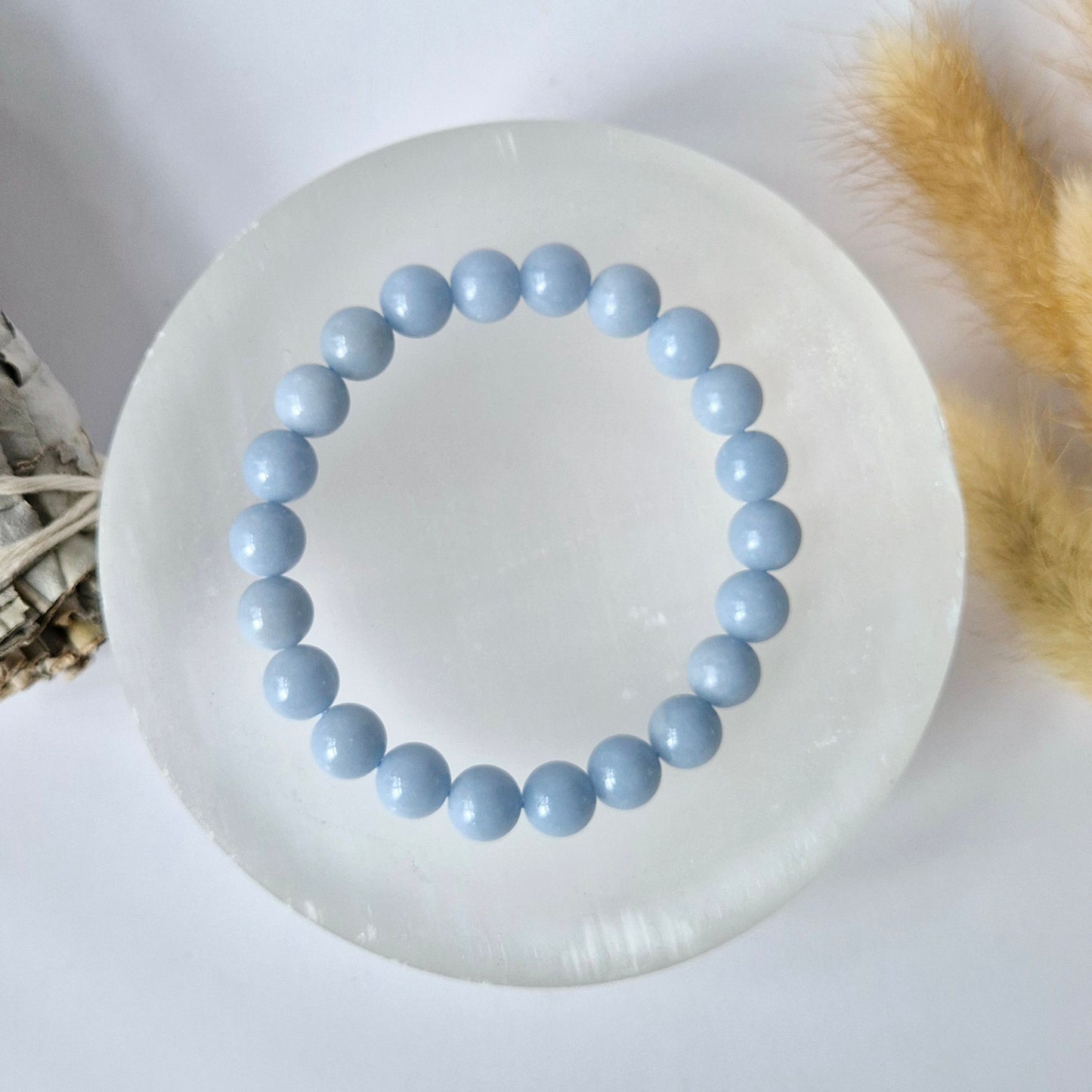 Edelsteenarmband met 8mm kralen - Angeliet