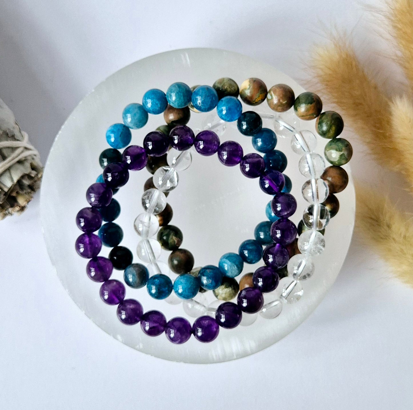 Edelsteenarmband met 8mm kralen - Angeliet
