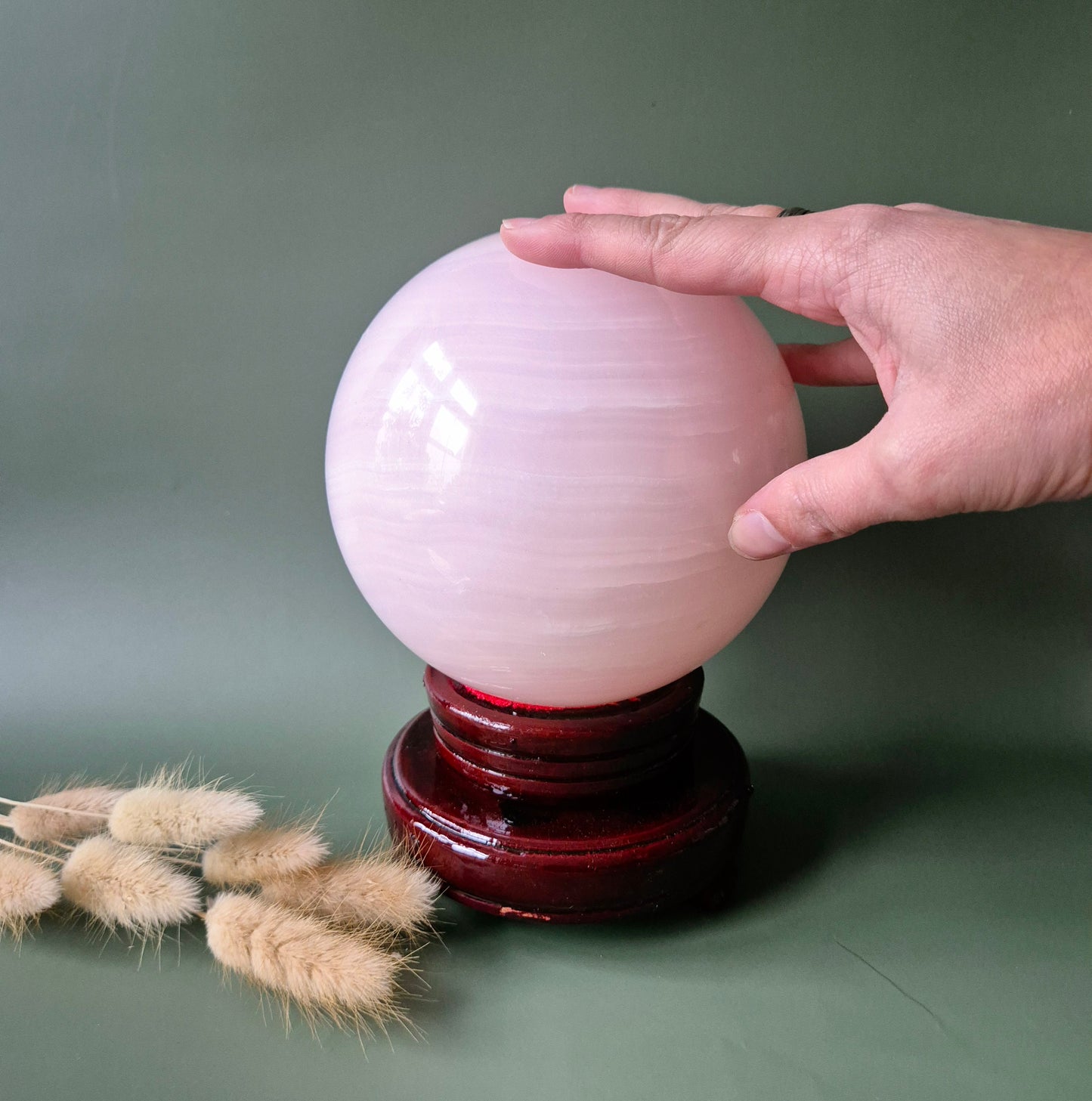XXL Pink Calcite Kristallen Bol – 13-14 cm (3259 gram) Statement piece Roze Calciet UV reactief Sphere