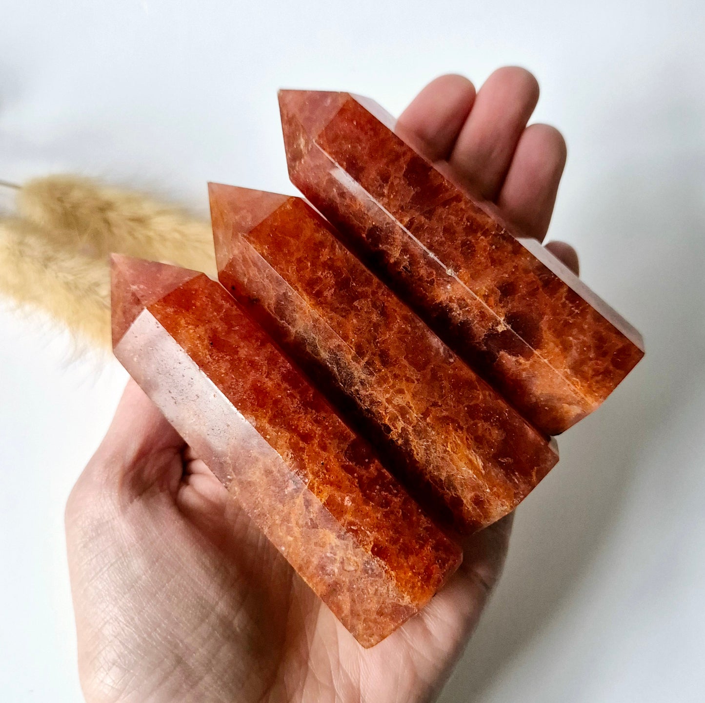 Strawberry Quartz Edelsteen Torens – 9-10 cm (2-3 cm dik) Obelisk punt