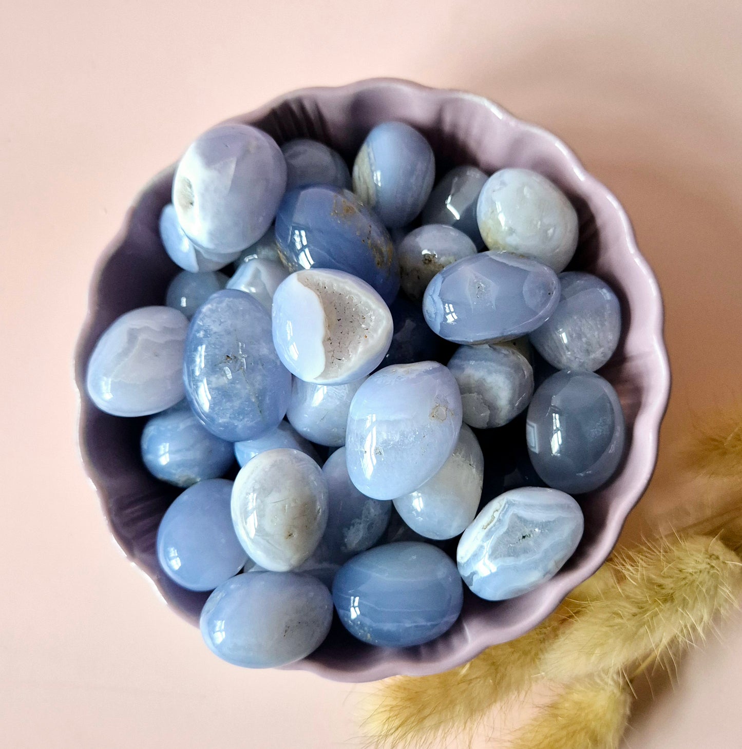 Edelsteen Druzy Blue Lace Agate Handstenen (3-5 cm) Trommelstenen / Palmstenen