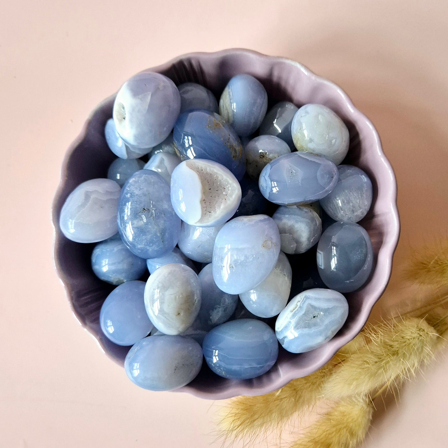 Edelsteen Druzy Blue Lace Agate Handstenen (3-5 cm) Trommelstenen / Palmstenen