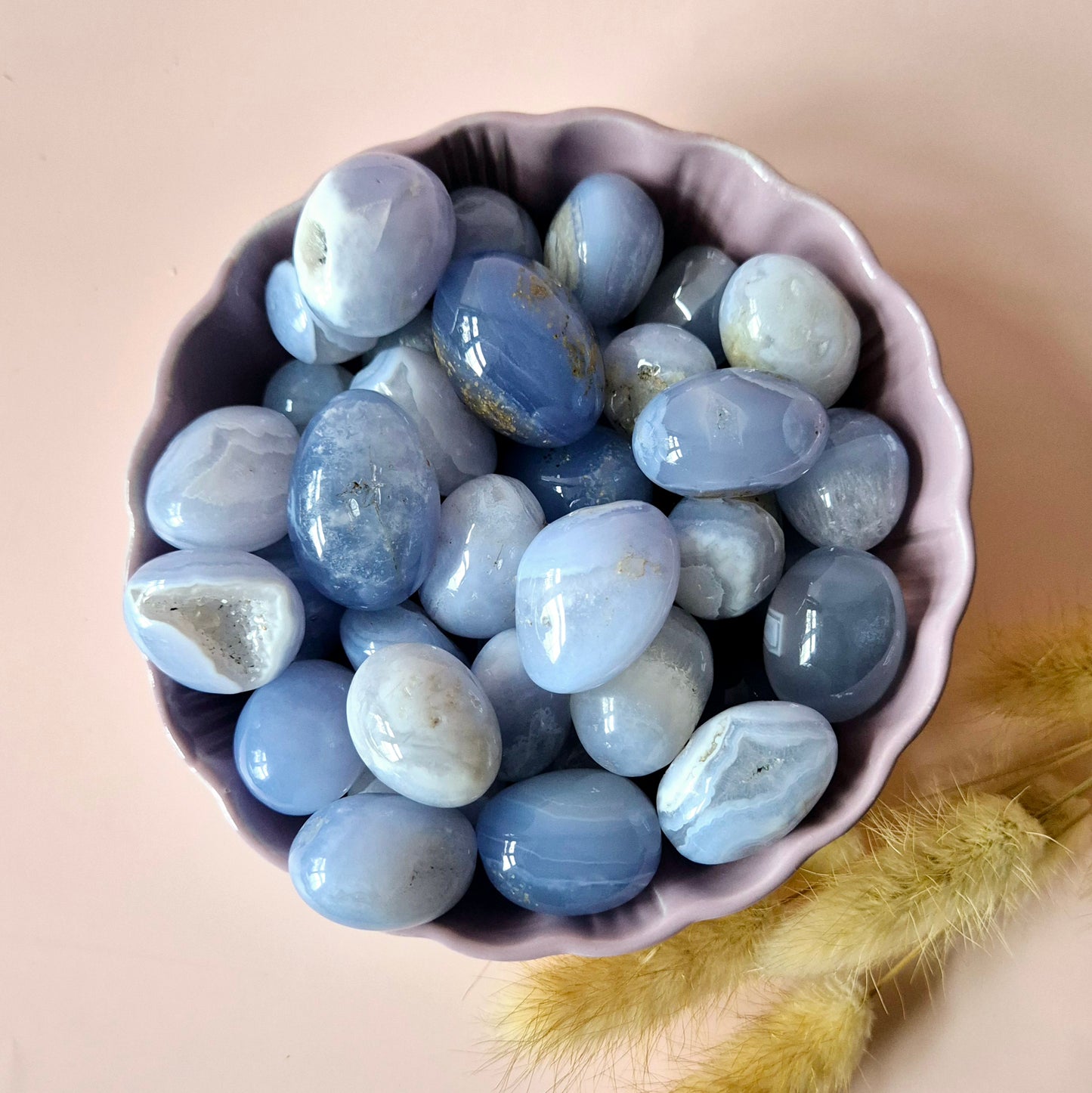 Edelsteen Druzy Blue Lace Agate Handstenen (3-5 cm) Trommelstenen / Palmstenen