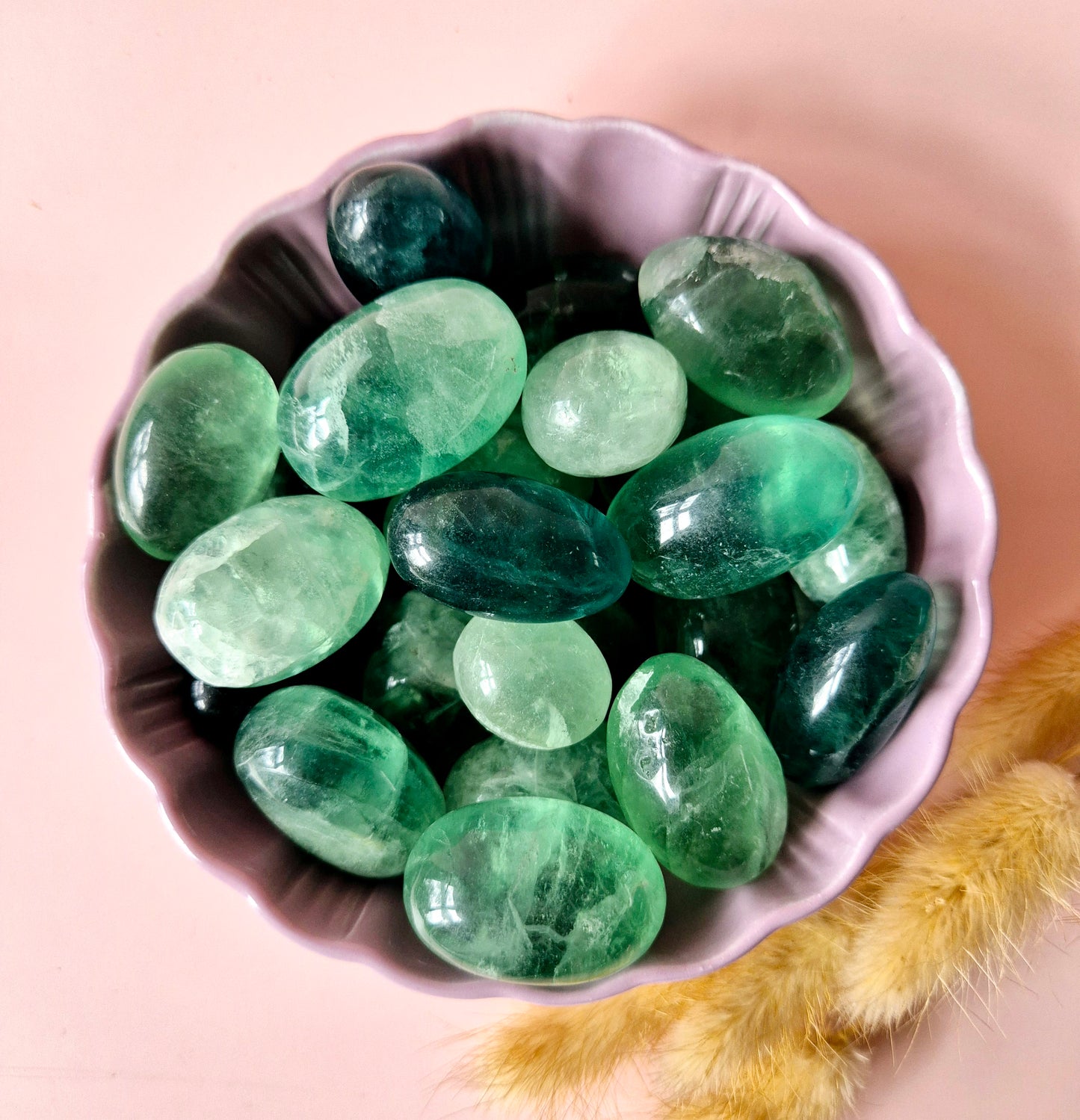 Edelsteen Green Fluorite Handstenen (5-7 cm) Trommelstenen / Palmstenen Groene Fluoriet