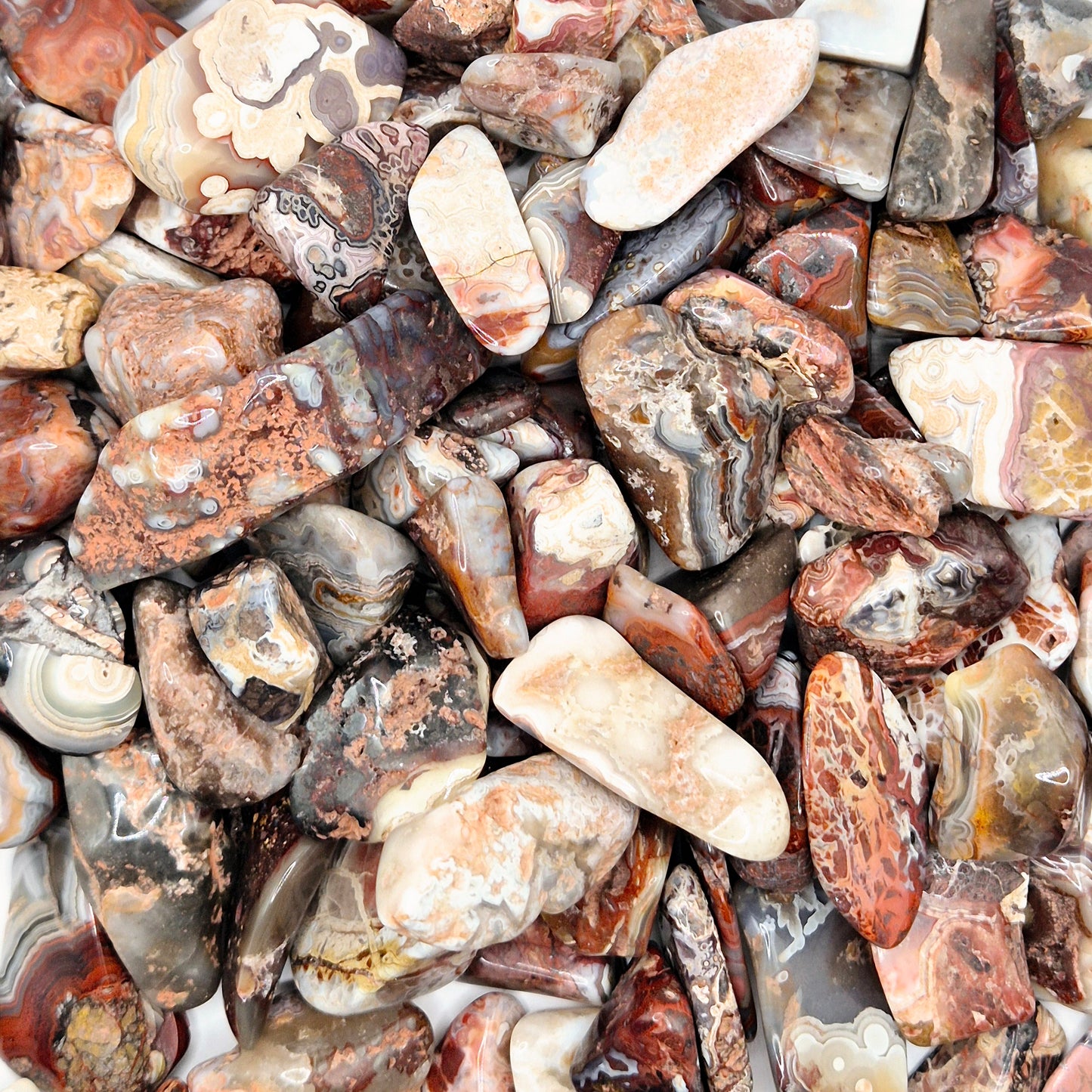 Edelsteen Crazy Mexican Agate Chips Trommelstenen 1-3cm (100 gram)