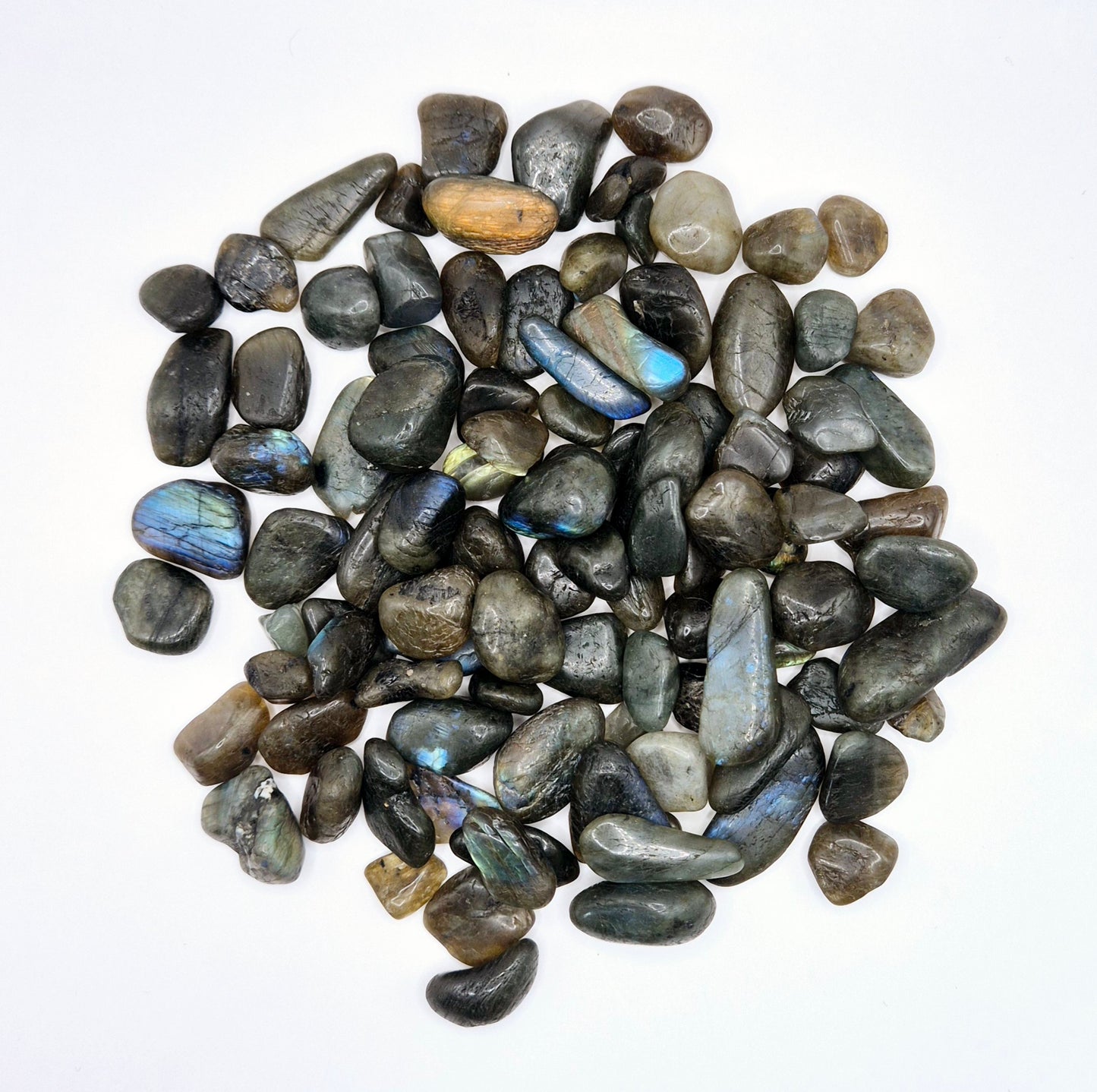 Edelsteen Donkere Labradoriet Chips Trommelstenen 1-3cm (100 gram)