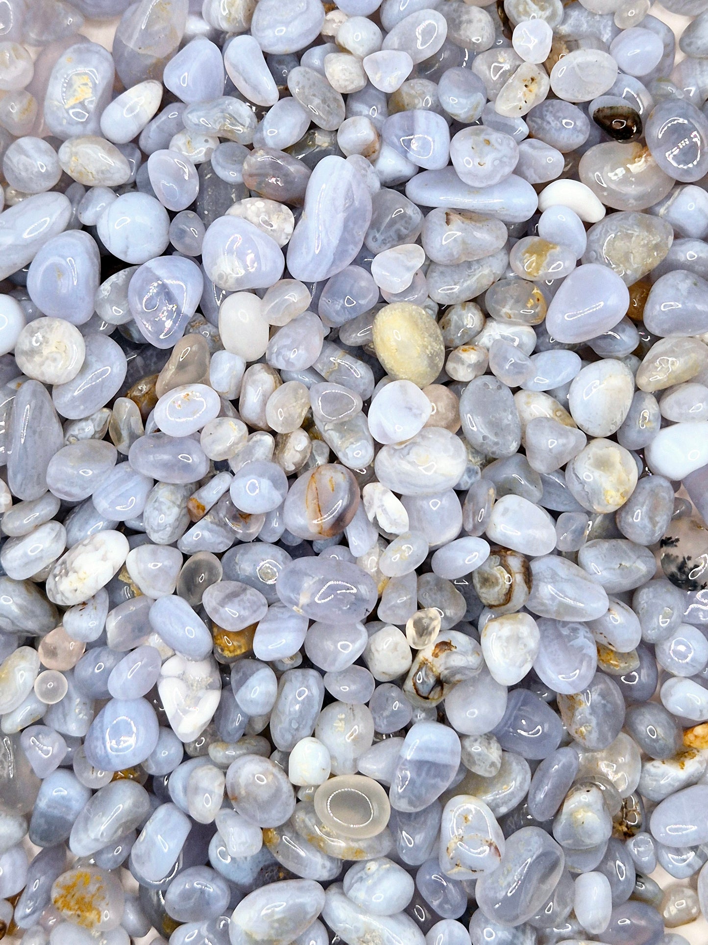 Edelsteen Blue Lace Agate Mini Chips Trommelstenen 0,3-0,5cm (100 gram)