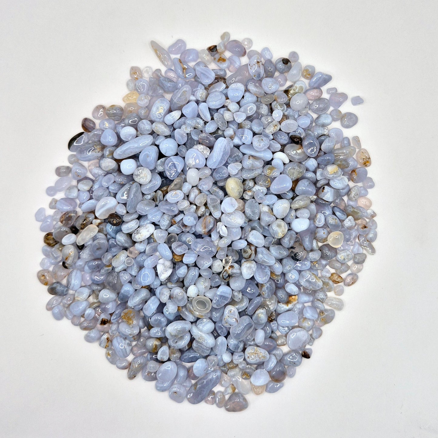 Edelsteen Blue Lace Agate Mini Chips Trommelstenen 0,3-0,5cm (100 gram)