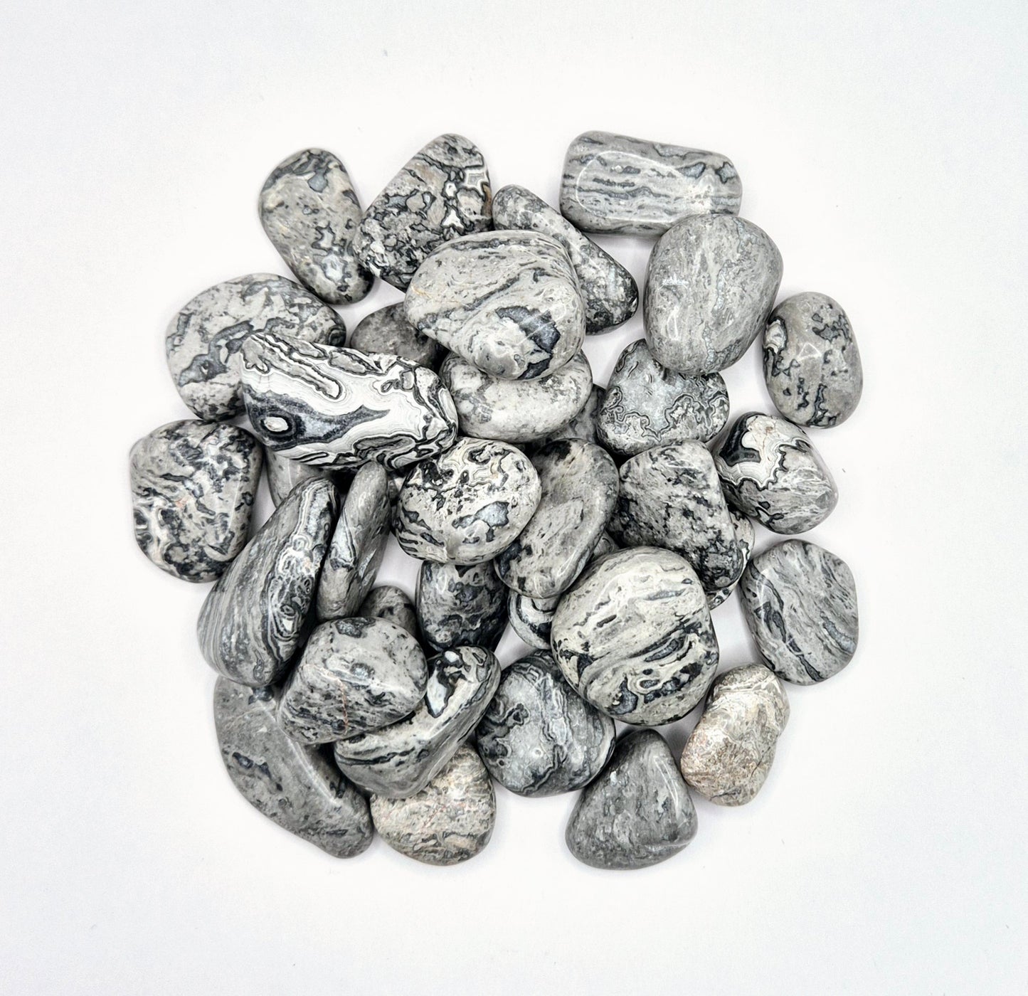 Edelsteinbild-Jaspis-Splitter, Trommelsteine, 2–4 cm (100 Gramm)