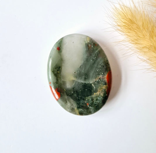 Gemstone African Bloodstone Thumbstone / worry stone pocket stone Worry Stone
