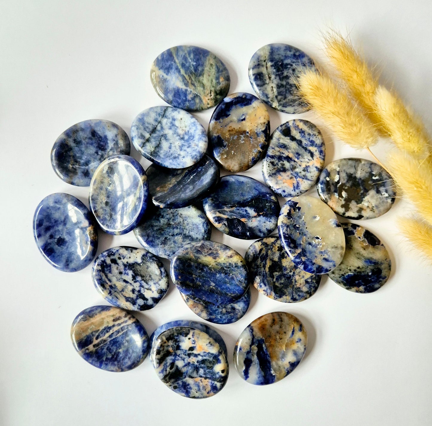 Edelsteen Sodaliet Duimsteen / zorgensteen zaksteen Worry Stone