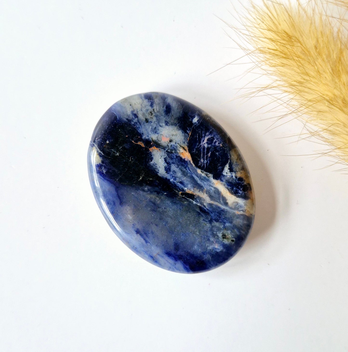 Edelsteen Sodaliet Duimsteen / zorgensteen zaksteen Worry Stone