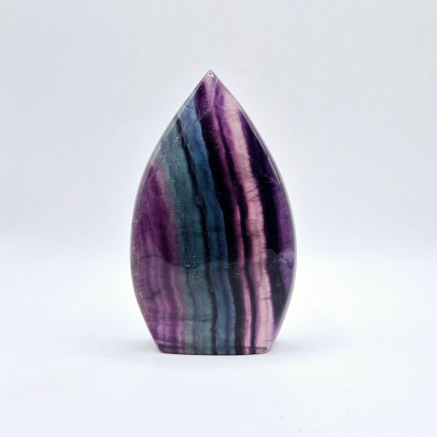 Kleurrijke Rainbow Candy Fluoriet - Druppelvormige Drop Staande Edelsteen Kristal Flame