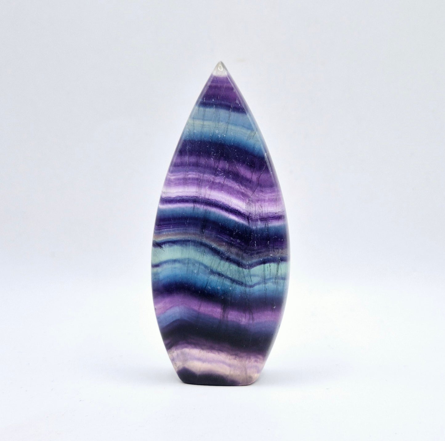 Kleurrijke Rainbow Candy Fluoriet - Druppelvormige Drop Staande Edelsteen Kristal Flame
