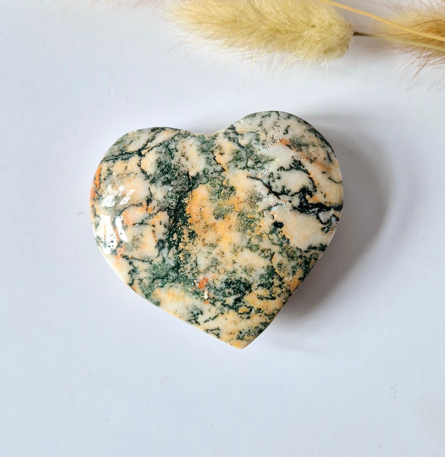 Druzy Red Moss Agate Herz 6-8cm – #18 (perfekt für den Valentinstag)