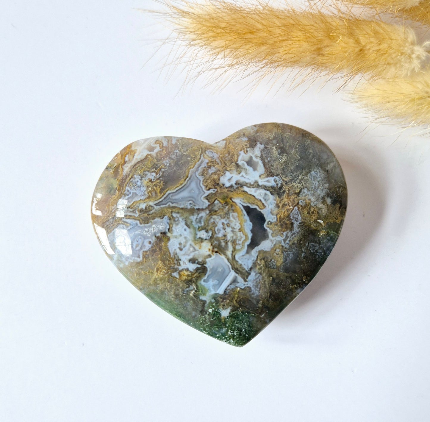 Druzy Red Moss Agate Heart 6-8cm – #23 (perfect for Valentine's Day)
