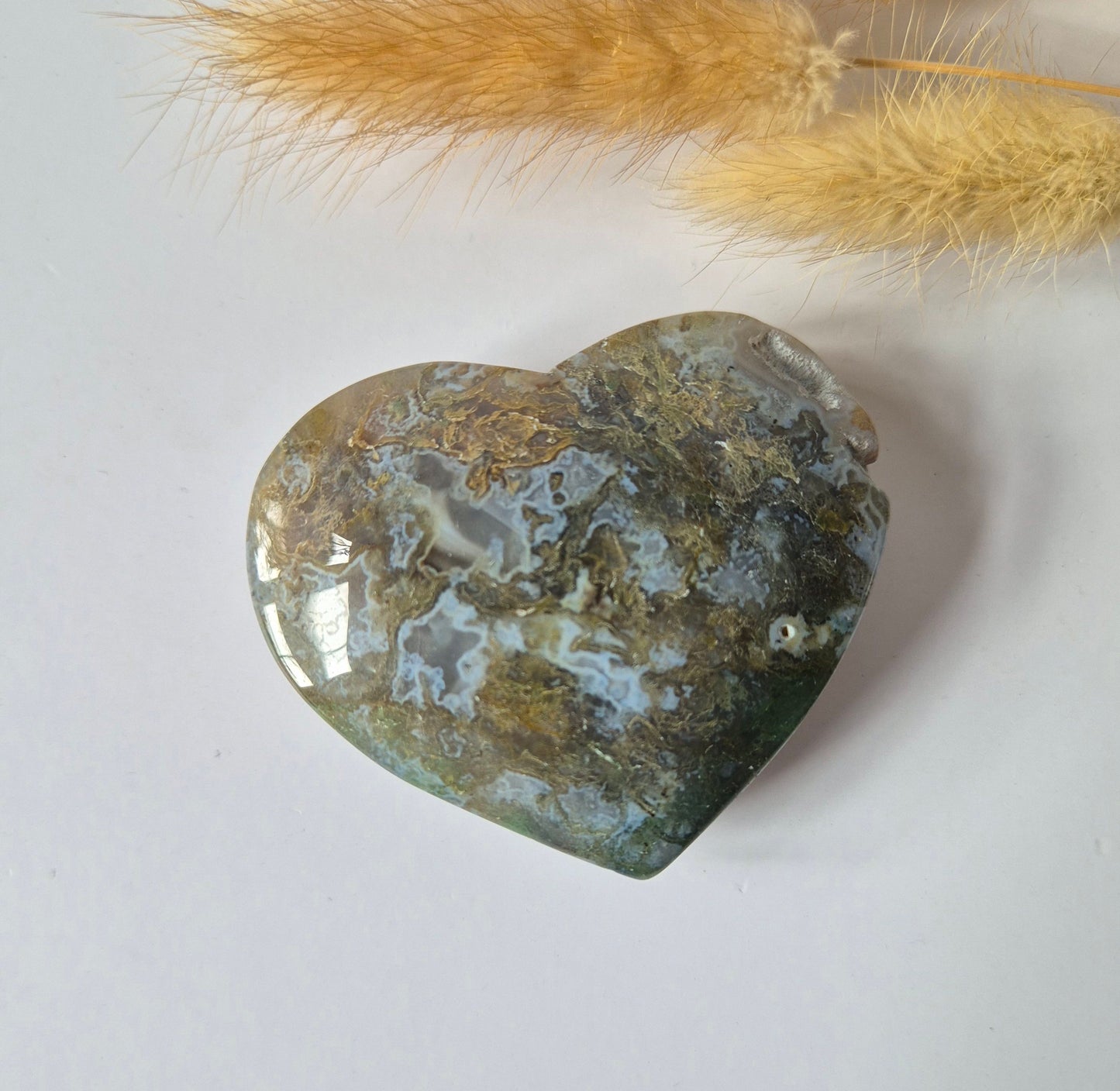 Druzy Red Moss Agate Heart 6-8cm – #23 (perfect for Valentine's Day)