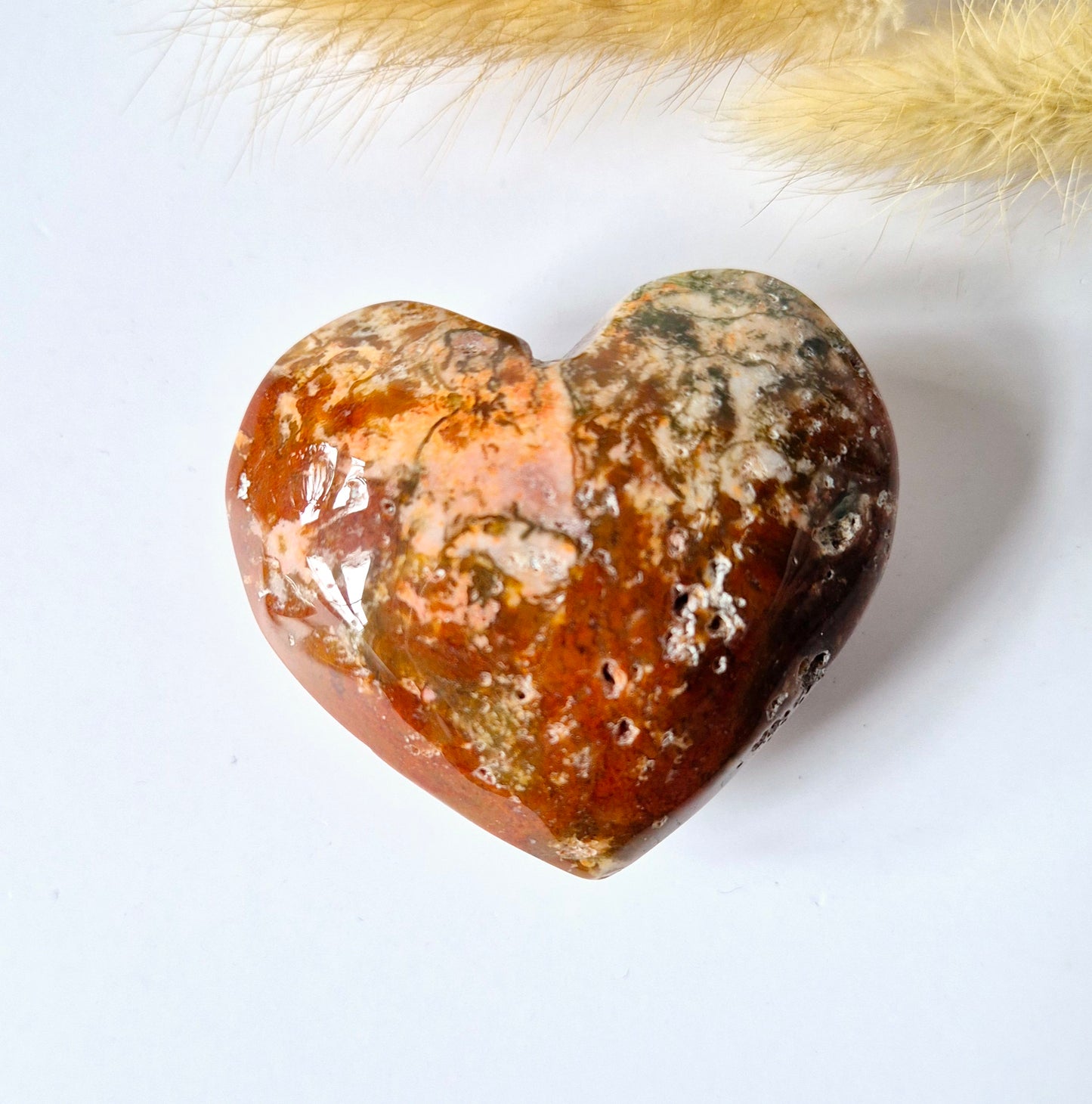 Druzy Red Moss Agate Heart 6-8cm – #24 (perfect for Valentine's Day)