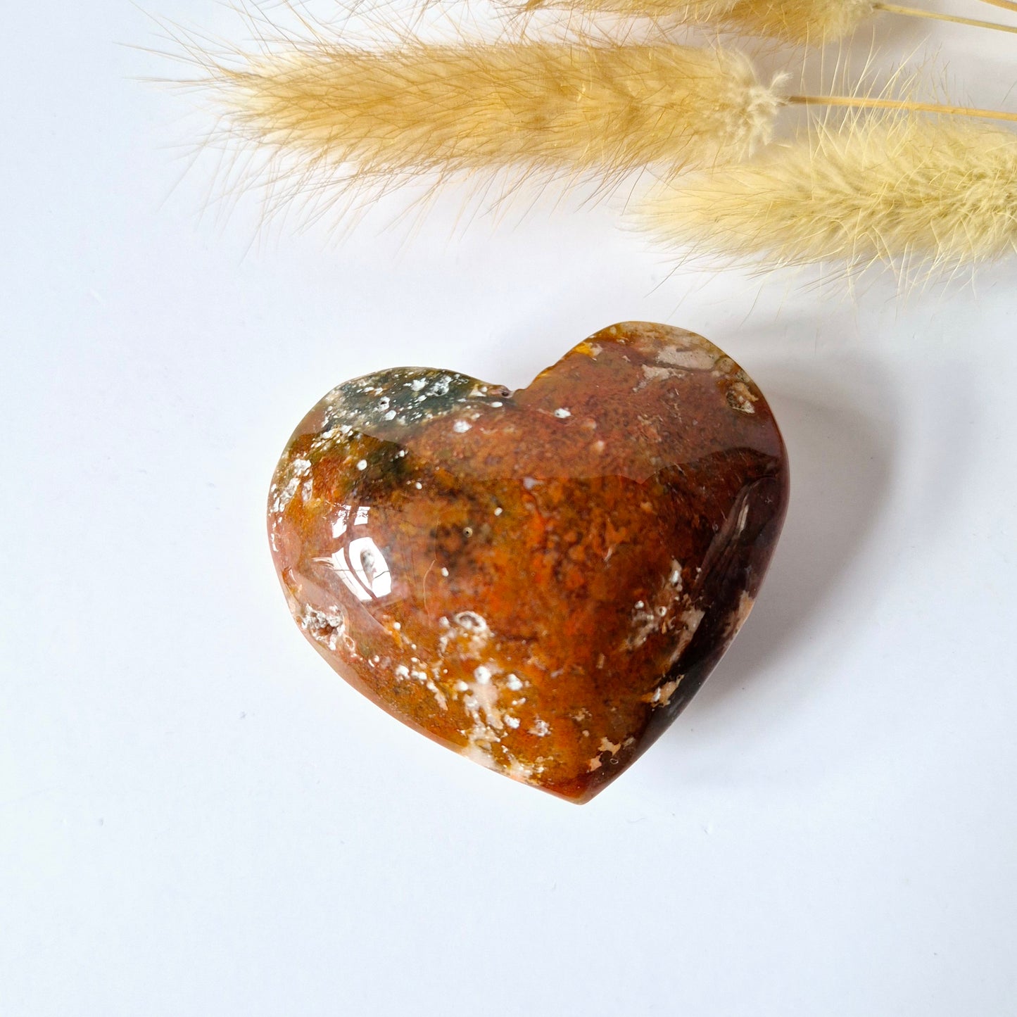 Druzy Red Moss Agate Heart 6-8cm – #24 (perfect for Valentine's Day)