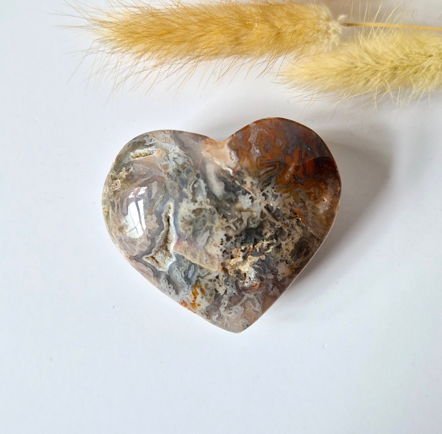 Druzy Red Moss Agate Heart 6-8cm – #25 (perfect for Valentine's Day)