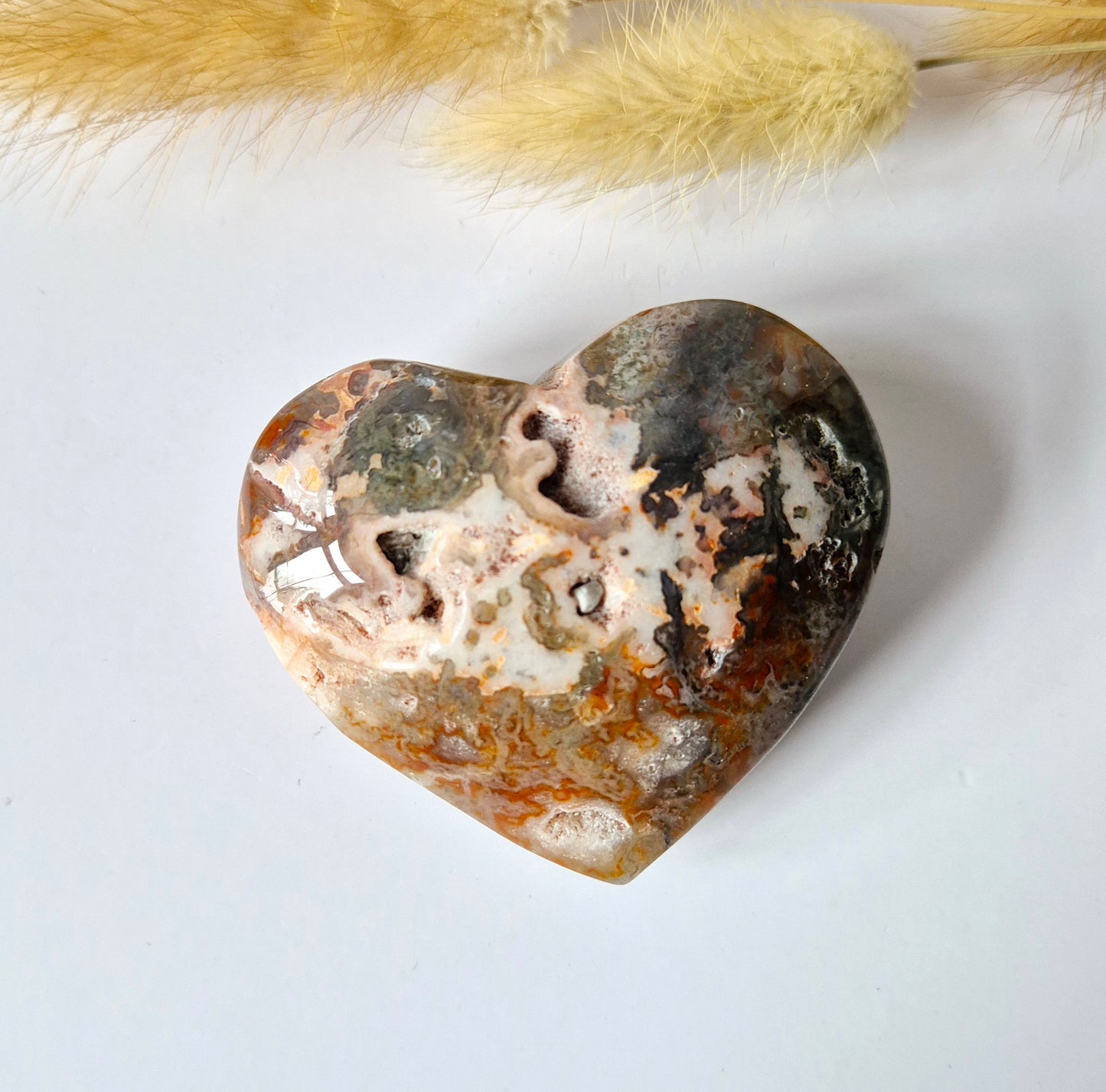 Druzy Red Moss Agate Heart 6-8cm – #25 (perfect for Valentine's Day)