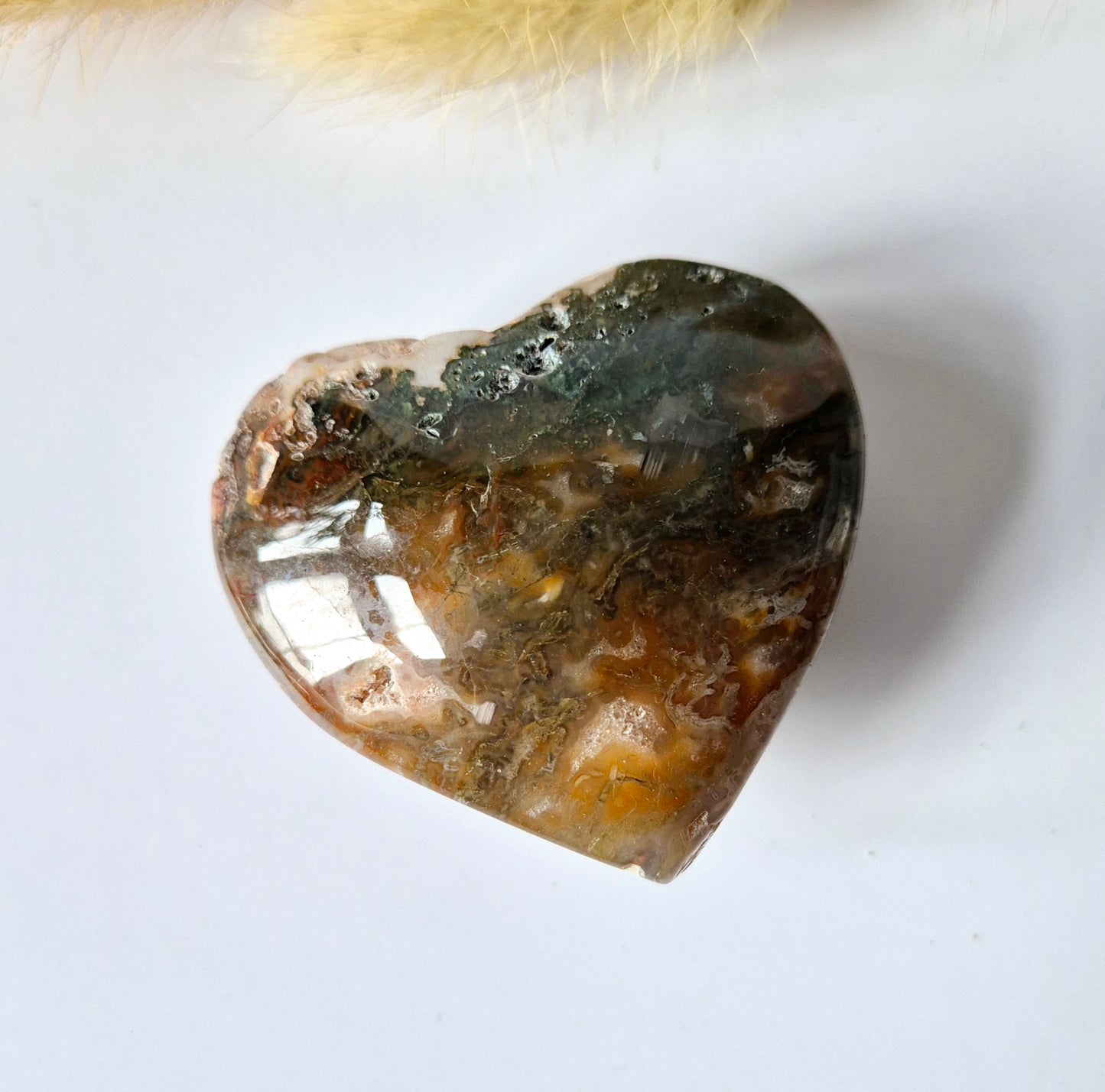 Druzy Red Moss Agate Herz 6-8cm – #34 (perfekt für den Valentinstag)