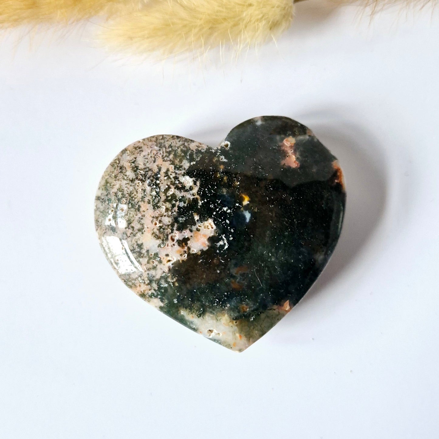 Druzy Red Moss Agate Herz 6-8cm – #36 (perfekt für den Valentinstag)