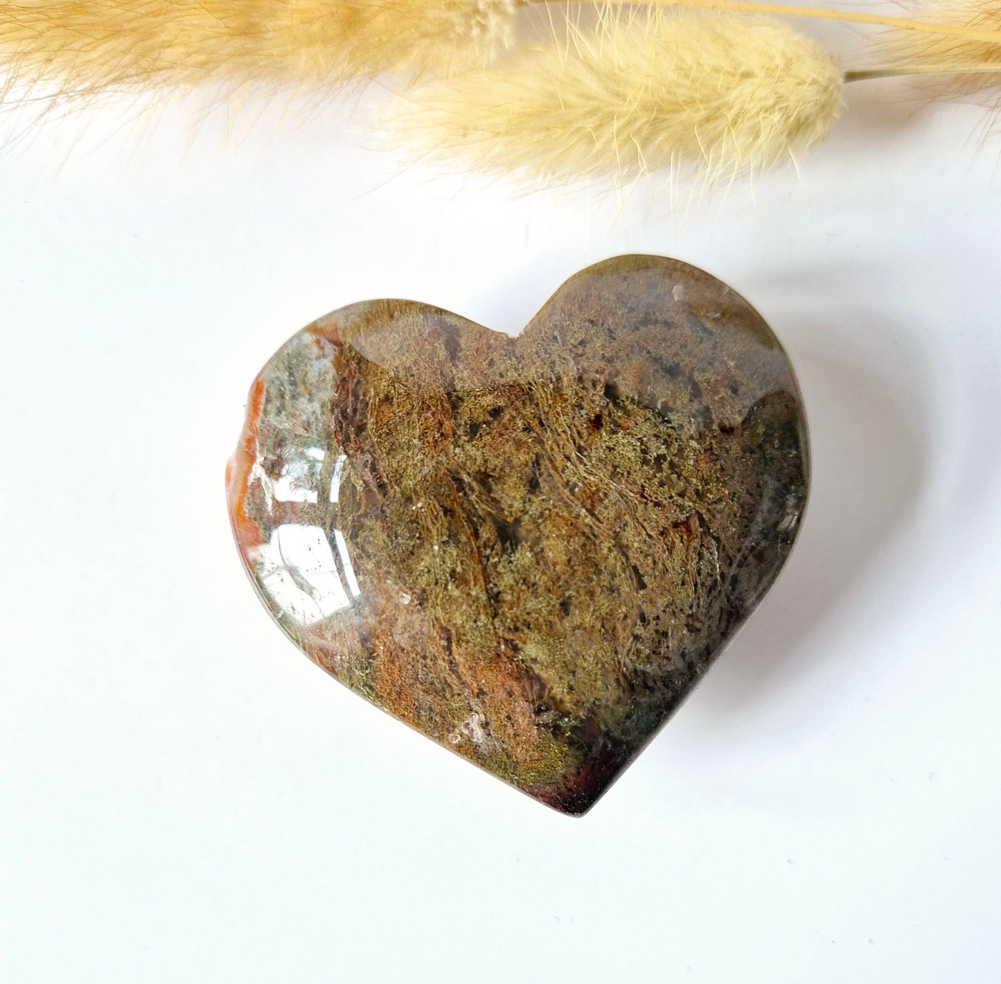 Druzy Red Moss Agate Herz 6-8cm – #39 (perfekt für den Valentinstag)