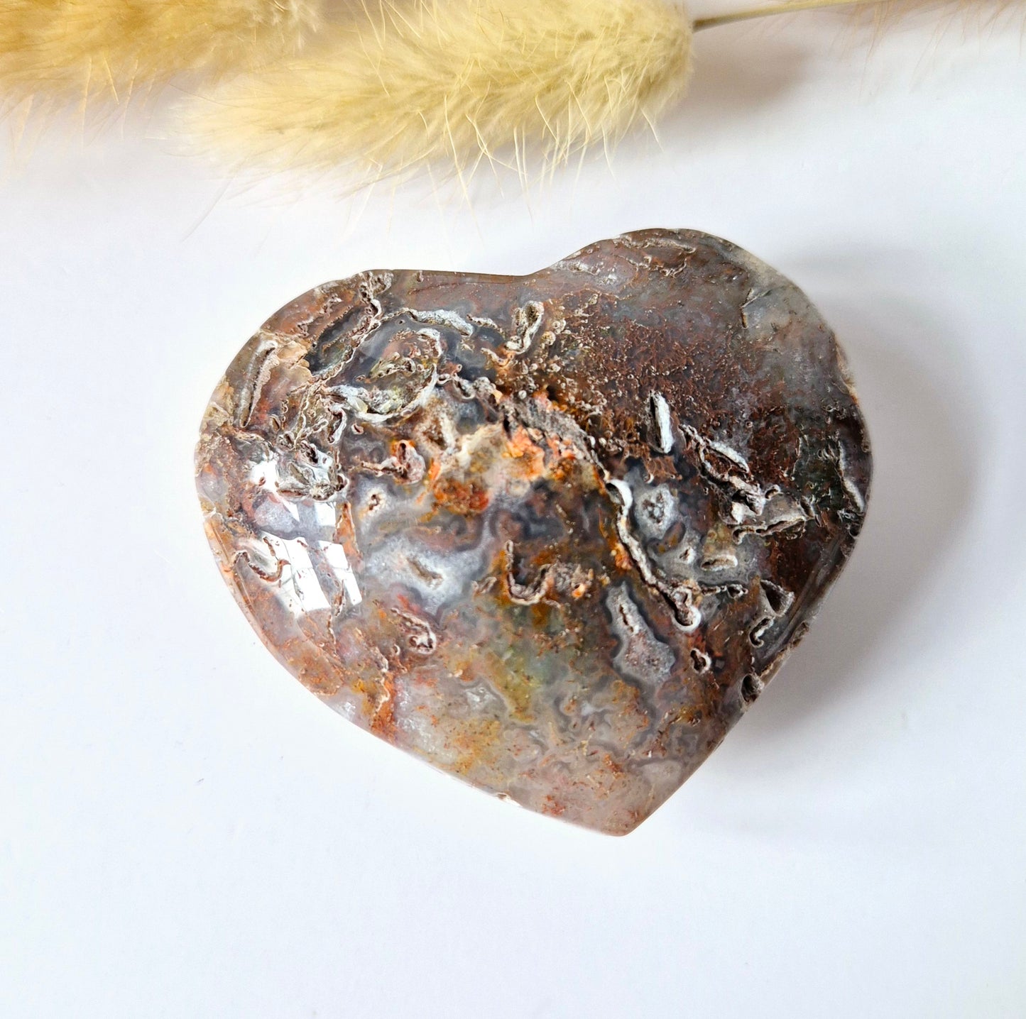 Druzy Red Moss Agate Heart 6-8cm – #43 (perfect for Valentine's Day)