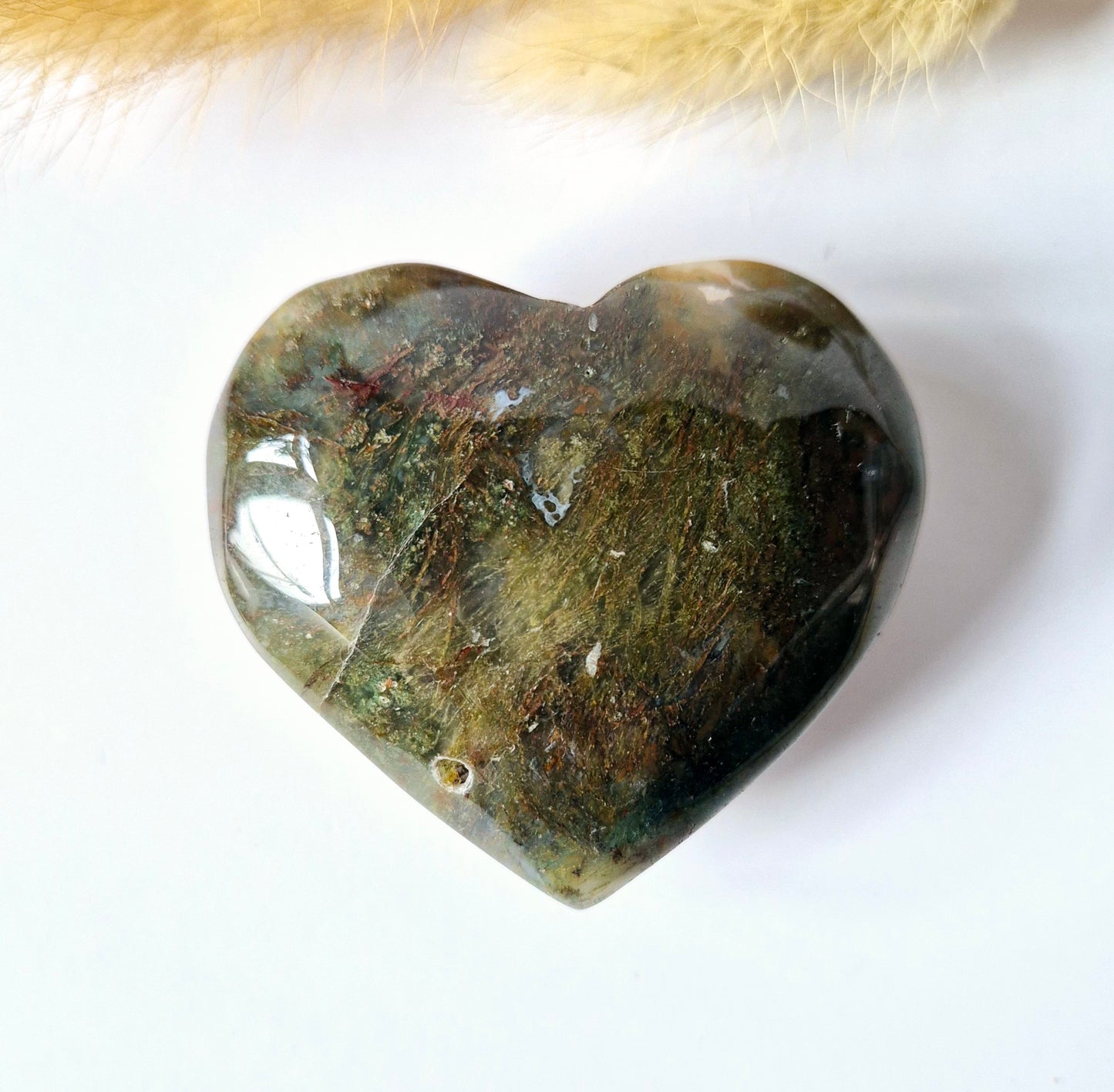 Druzy Red Moss Agate Herz 6-8cm – #44 (perfekt für den Valentinstag)