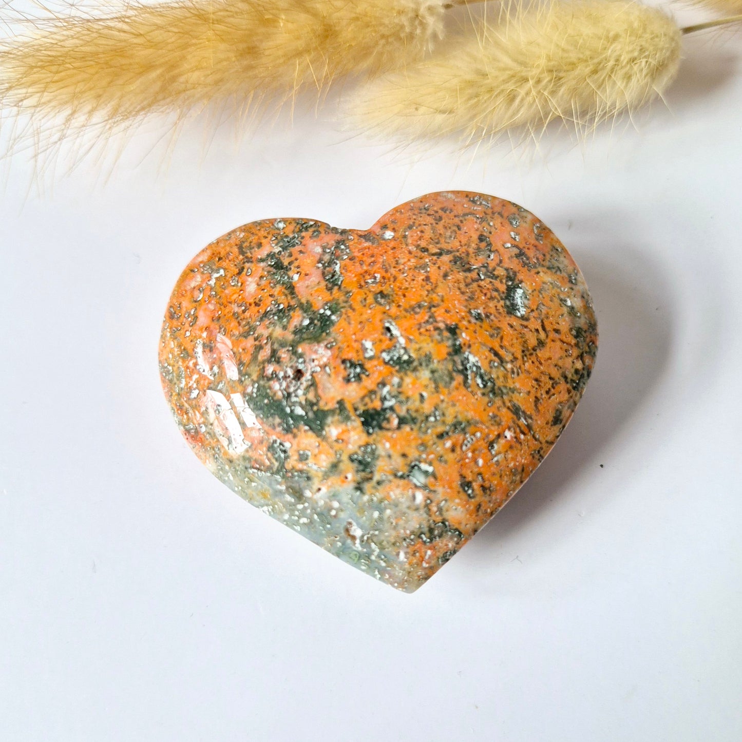 Druzy Red Moss Agate Heart 6-8cm – #49 (perfect for Valentine's Day)