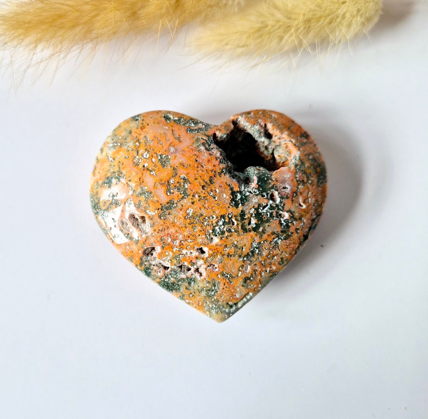 Druzy Red Moss Agate Heart 6-8cm – #49 (perfect for Valentine's Day)